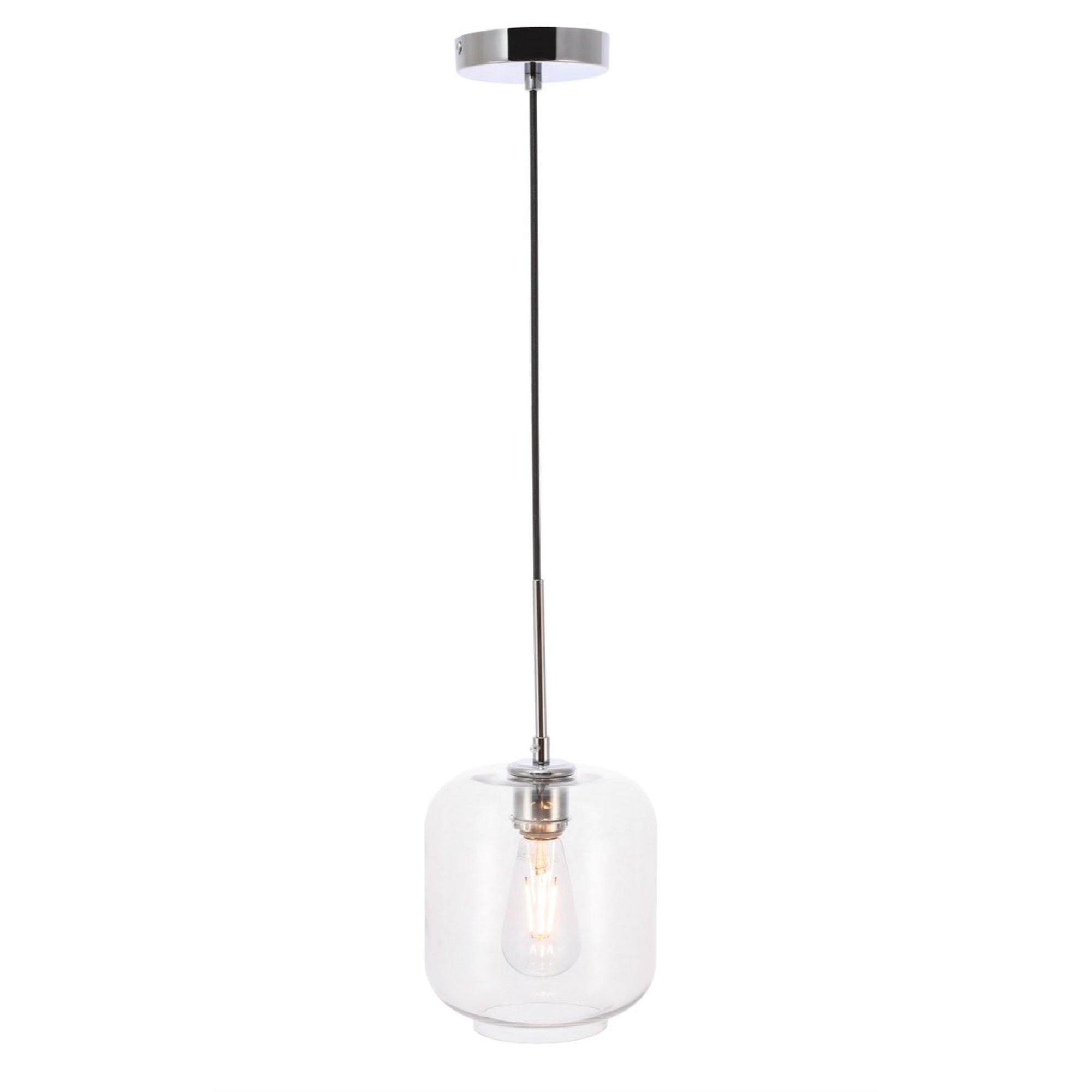 Living District Chrome Pendant Light With Clear Glass Shade, 1 Light Fixture