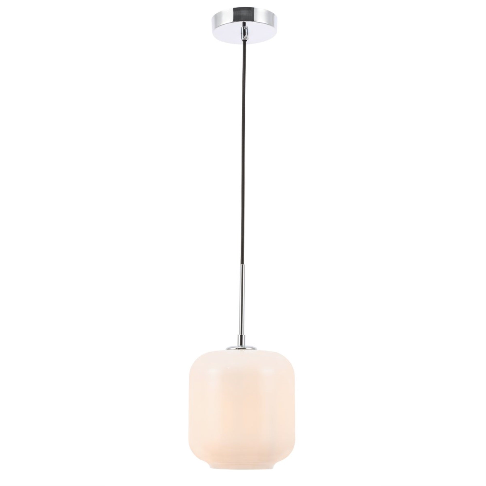 Living District Pendant Light, 1 Light, Chrome Finish, Frosted White Glass, Model LD2273C