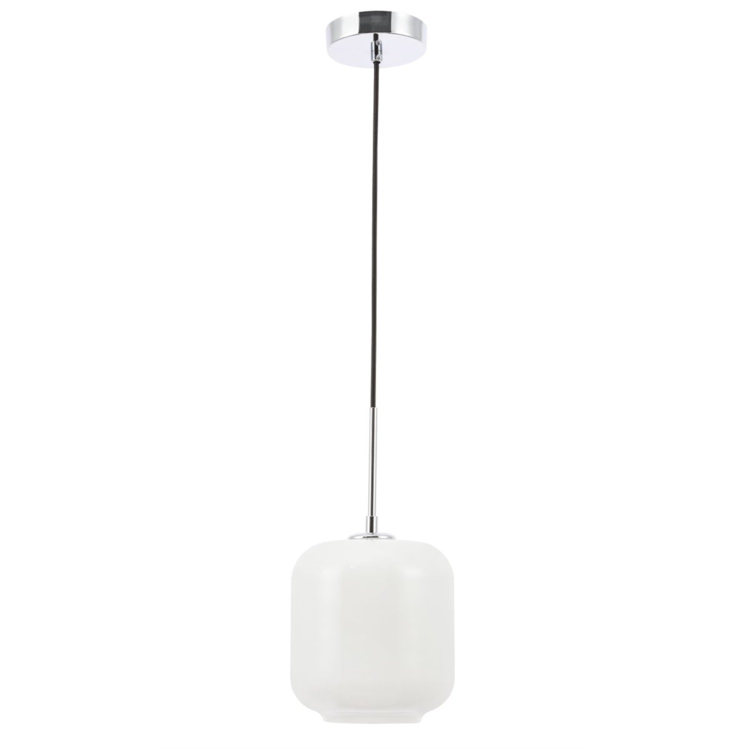 Living District Pendant Light, 1 Light, Chrome Finish, Frosted White Glass, Model LD2273C