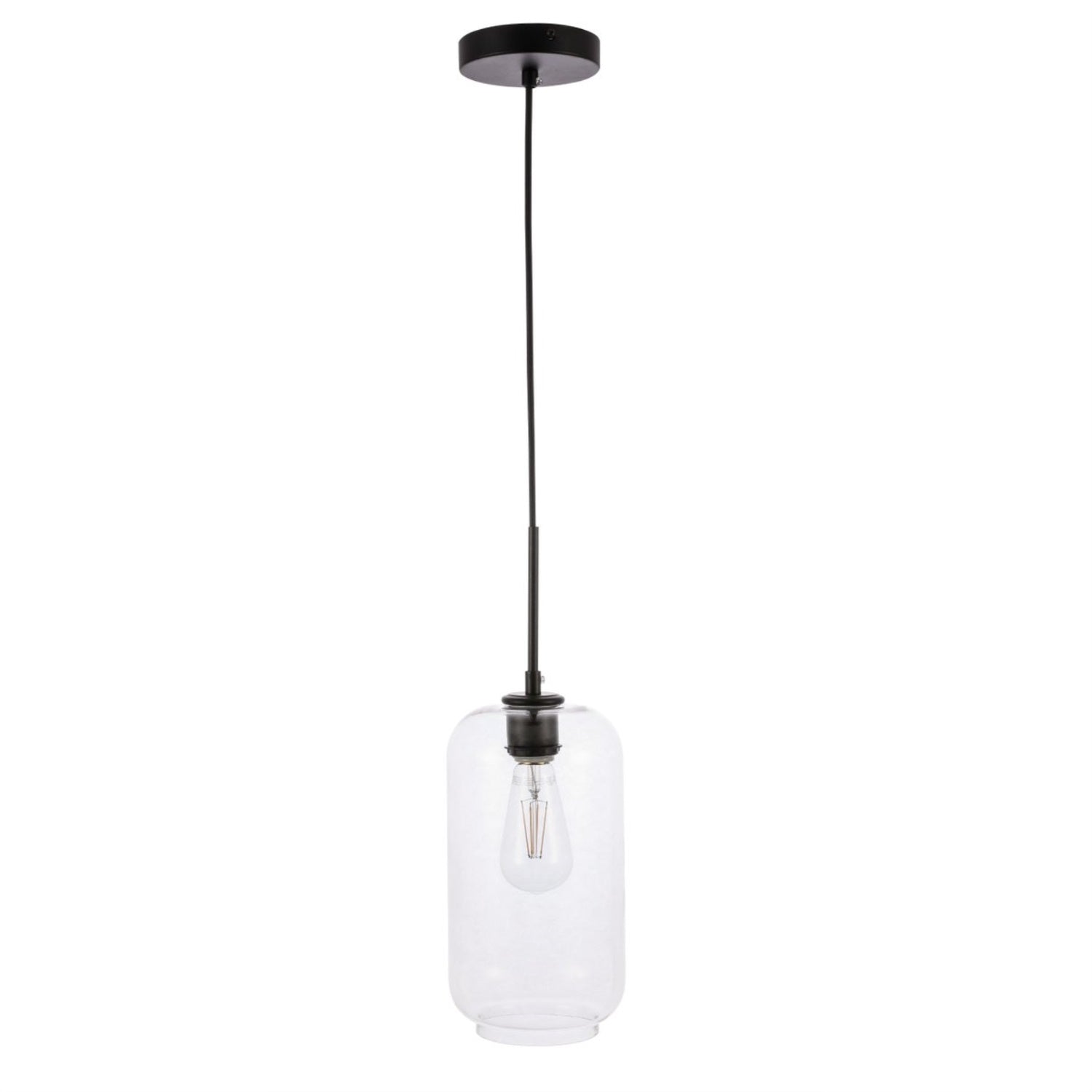 Collier 1 light Black and Clear glass pendant