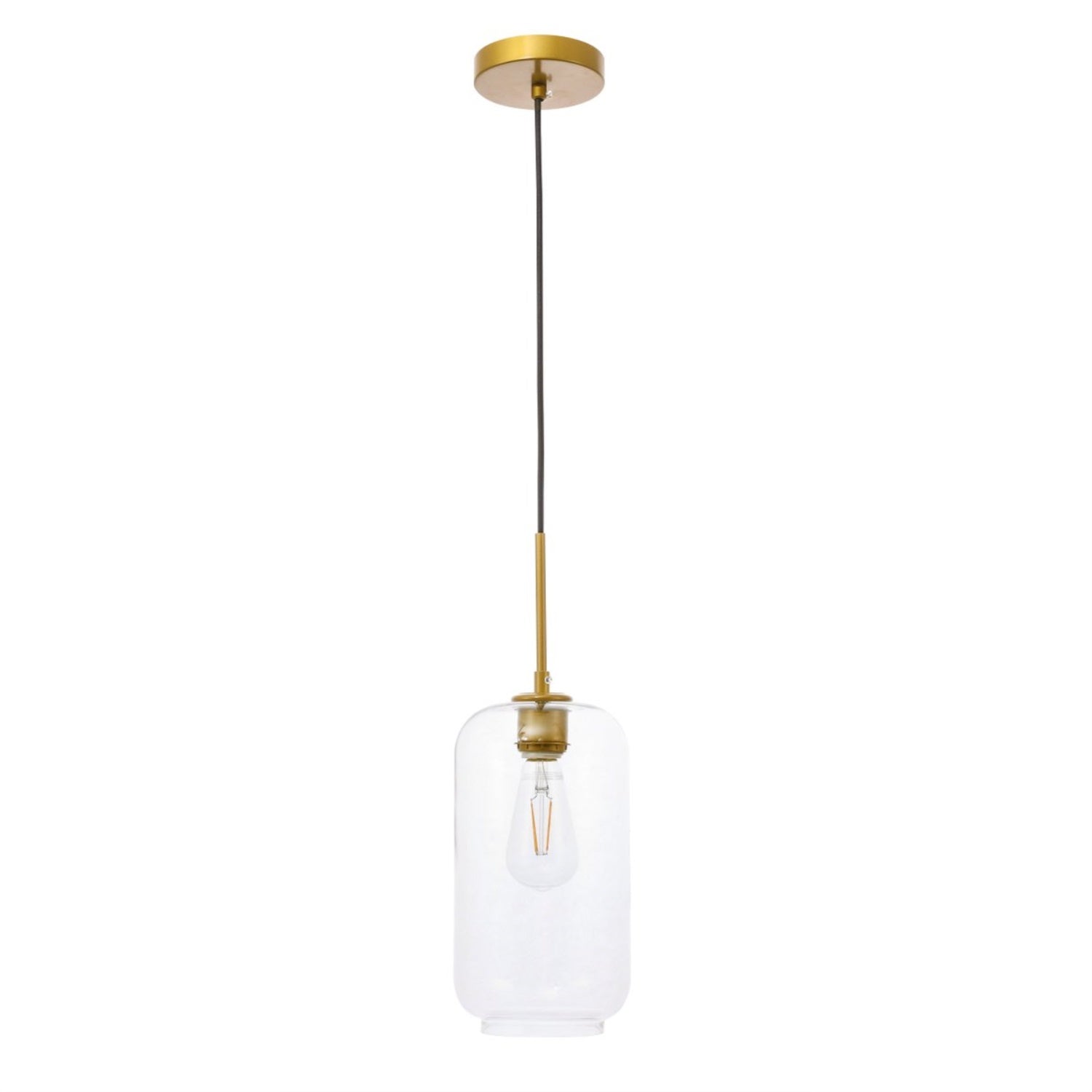 Living District Brass And Clear Glass Pendant Light - 1 Light Fixture For Home Decor