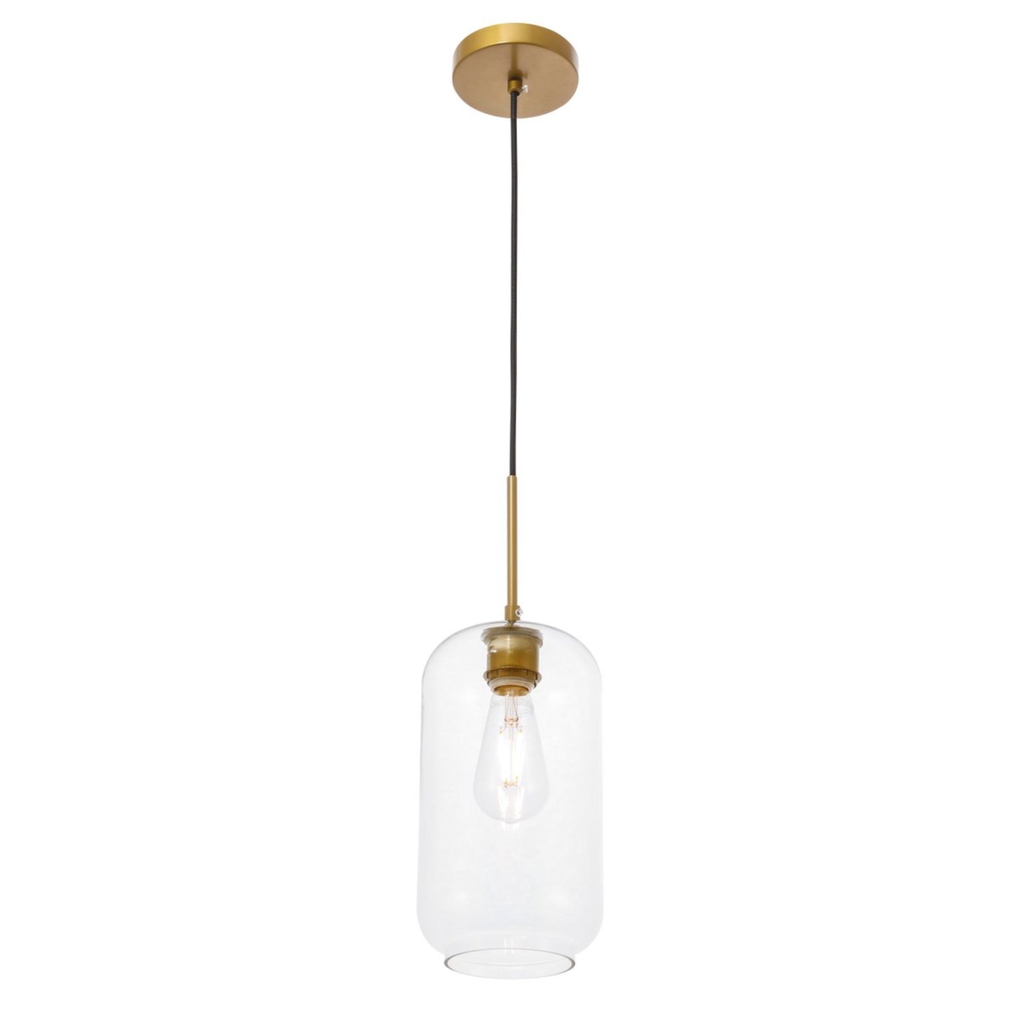 Living District Brass And Clear Glass Pendant Light - 1 Light Fixture For Home Decor