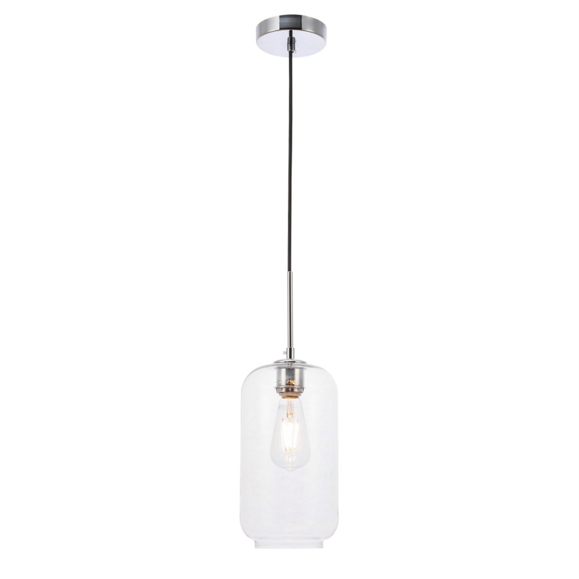 Living District Chrome Pendant Light With Clear Glass Shade - Modern Lighting Fixture