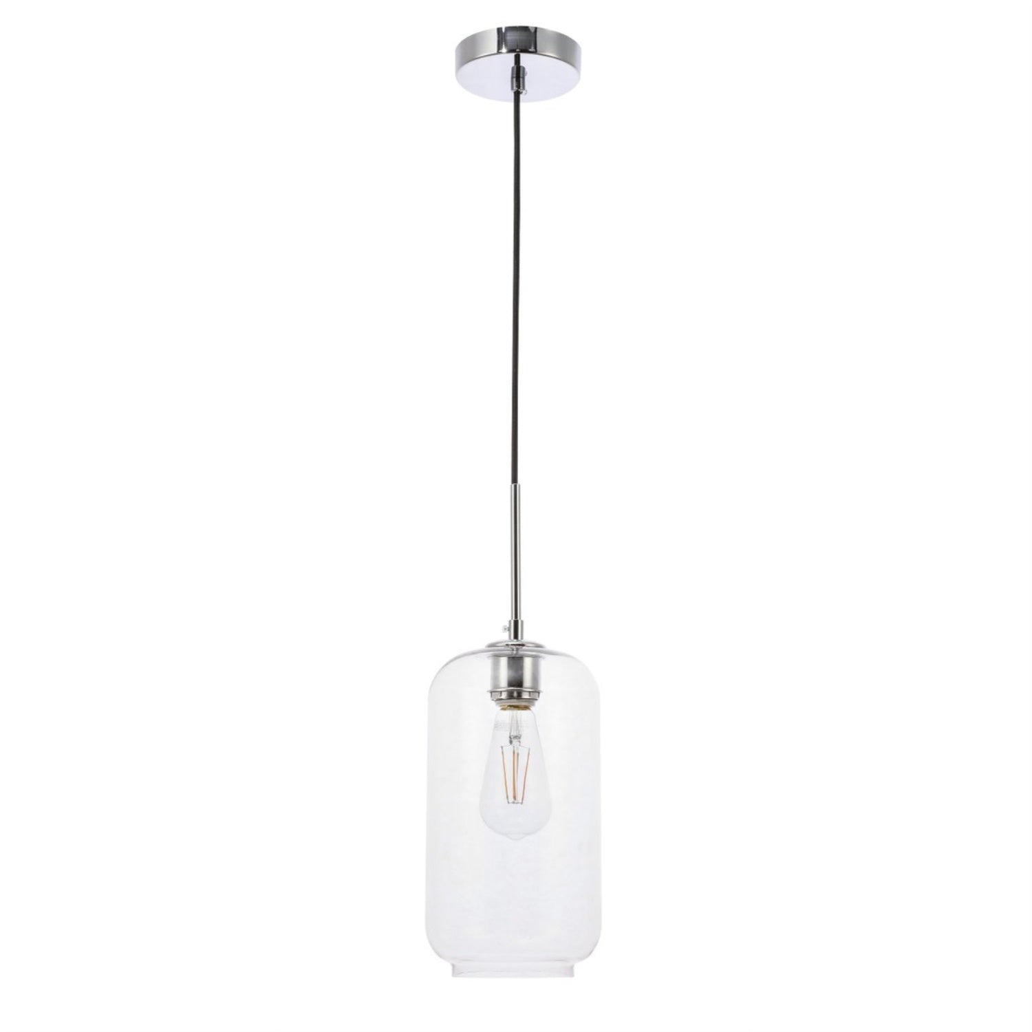 Living District Chrome Pendant Light With Clear Glass Shade - Modern Lighting Fixture
