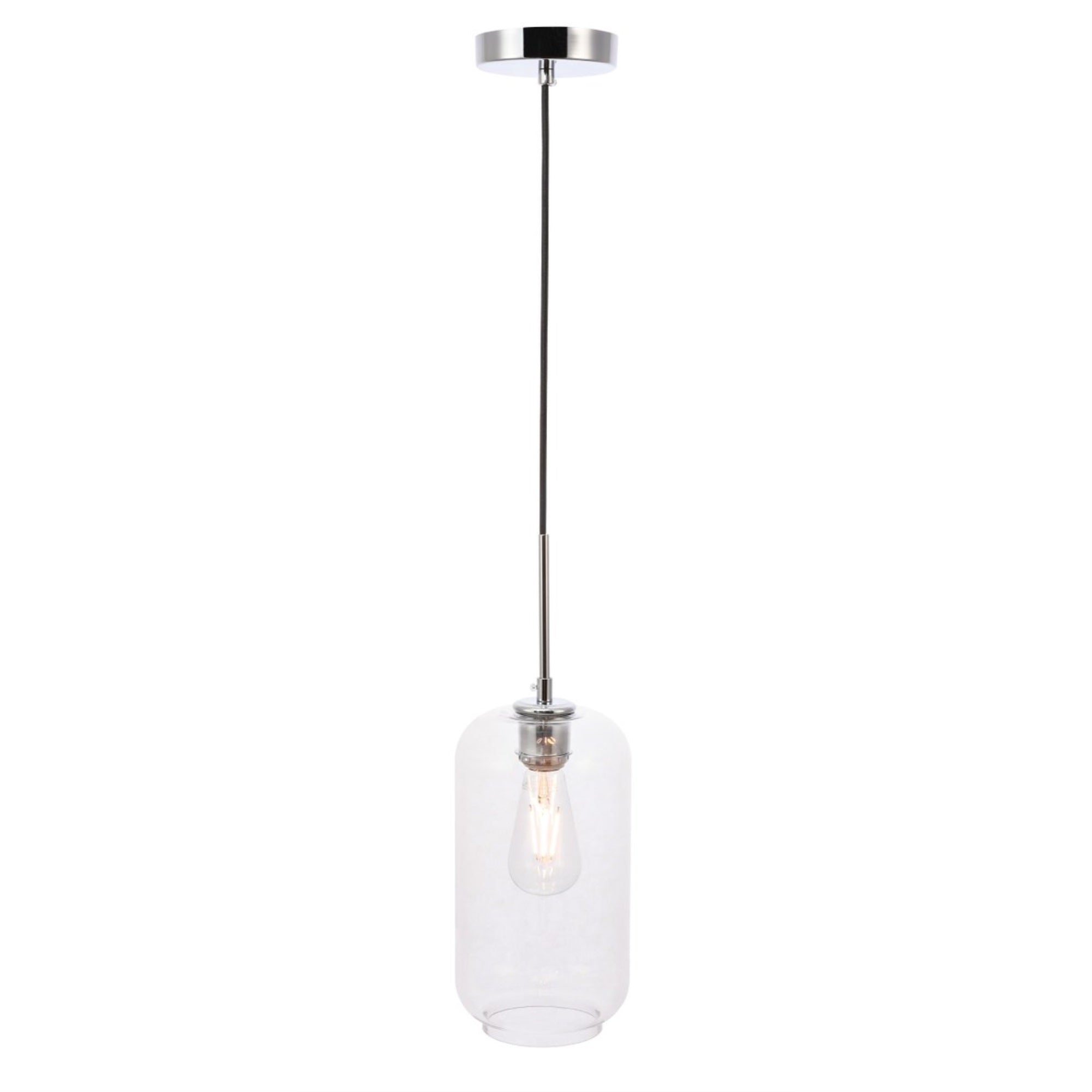 Living District Chrome Pendant Light With Clear Glass Shade - Modern Lighting Fixture