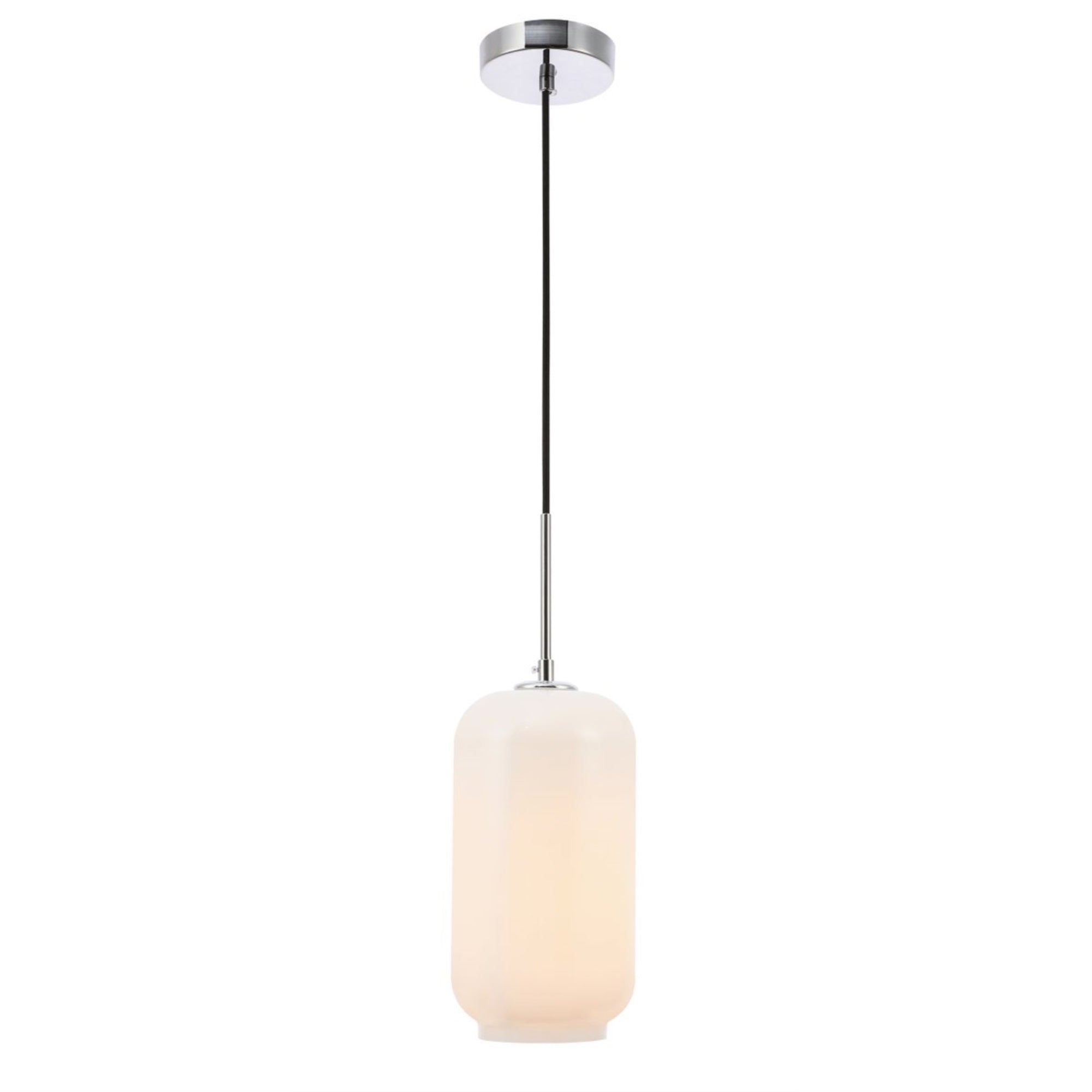 Living District Chrome Pendant Light With Frosted White Glass - Modern Ceiling Fixture