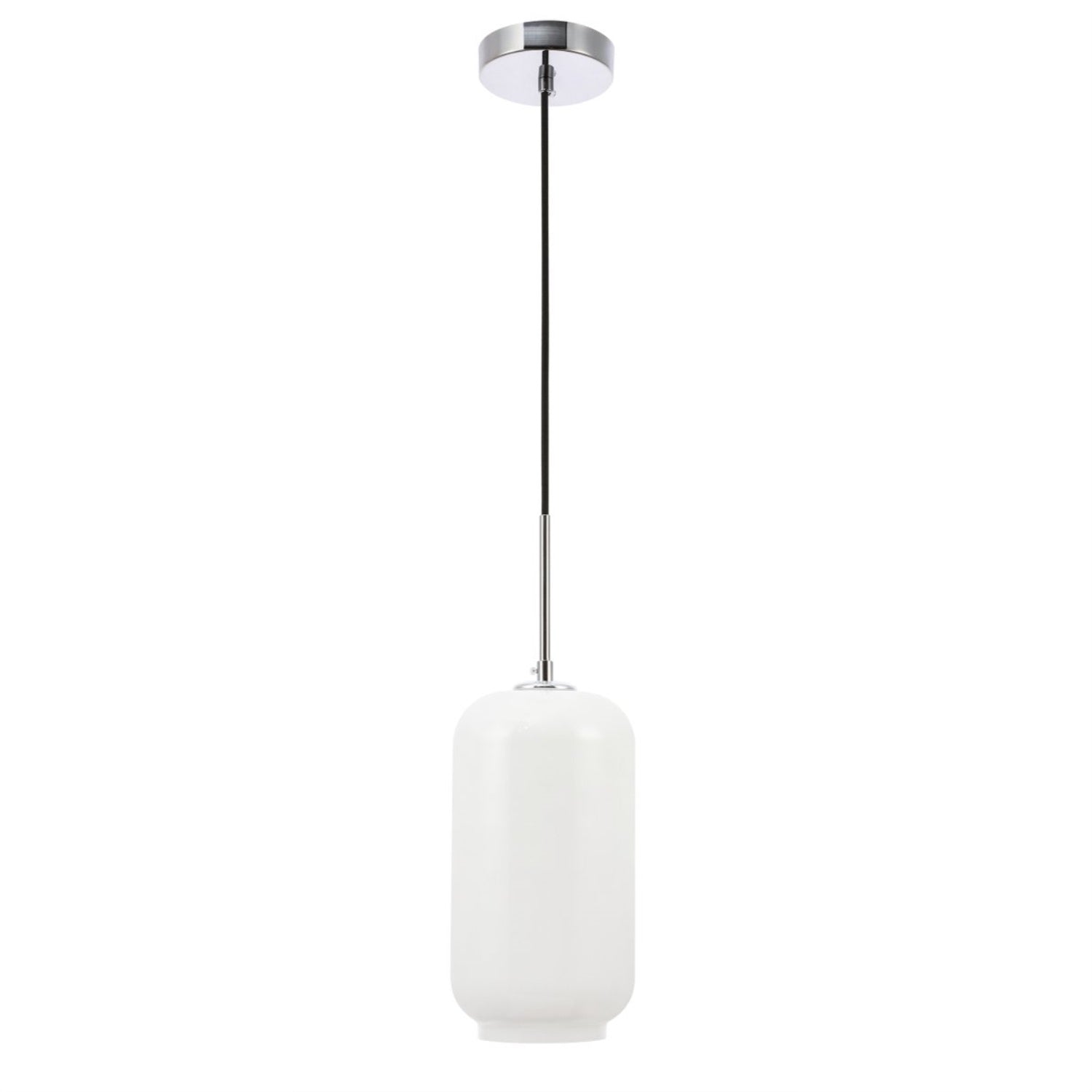 Living District Chrome Pendant Light With Frosted White Glass - Modern Ceiling Fixture