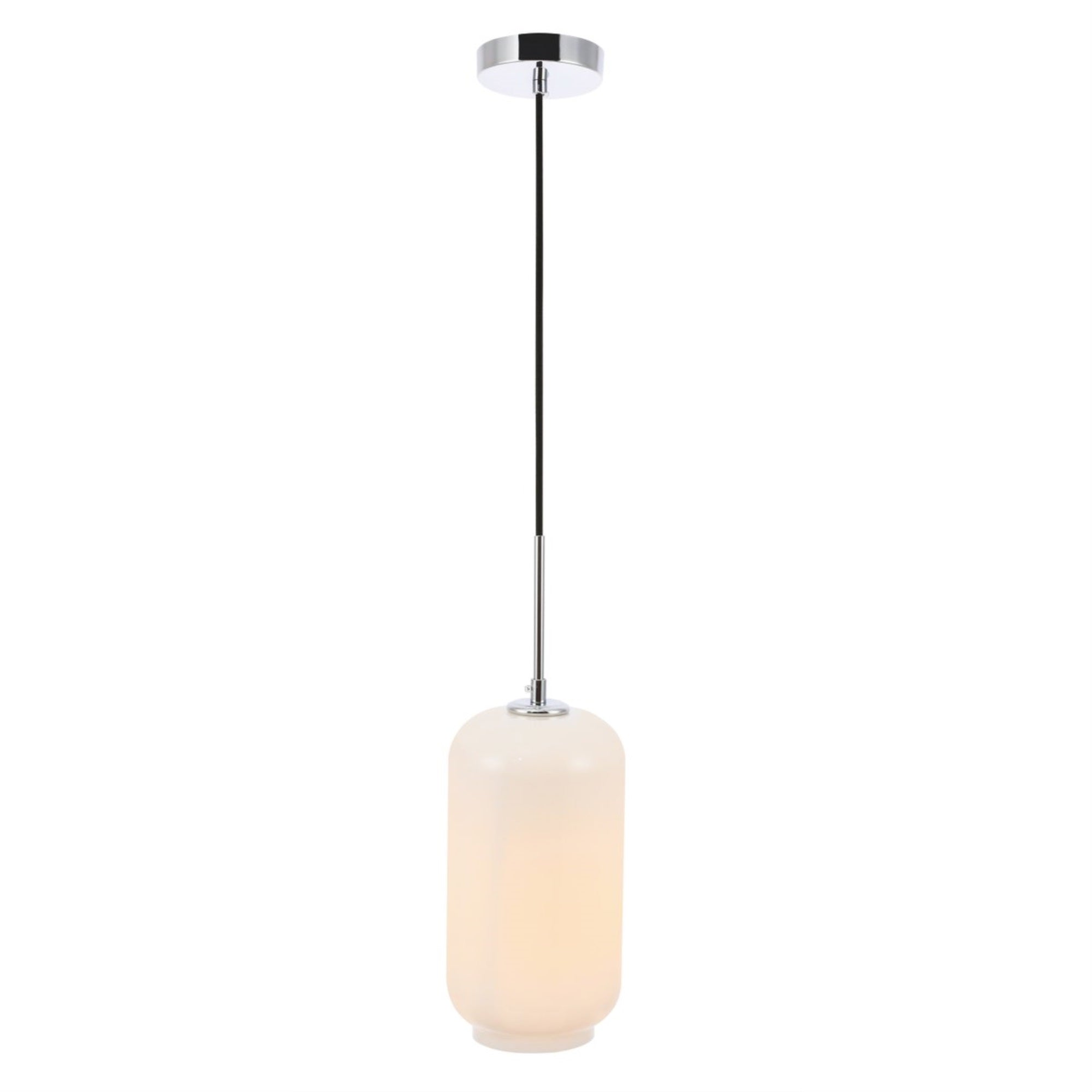 Living District Chrome Pendant Light With Frosted White Glass - Modern Ceiling Fixture