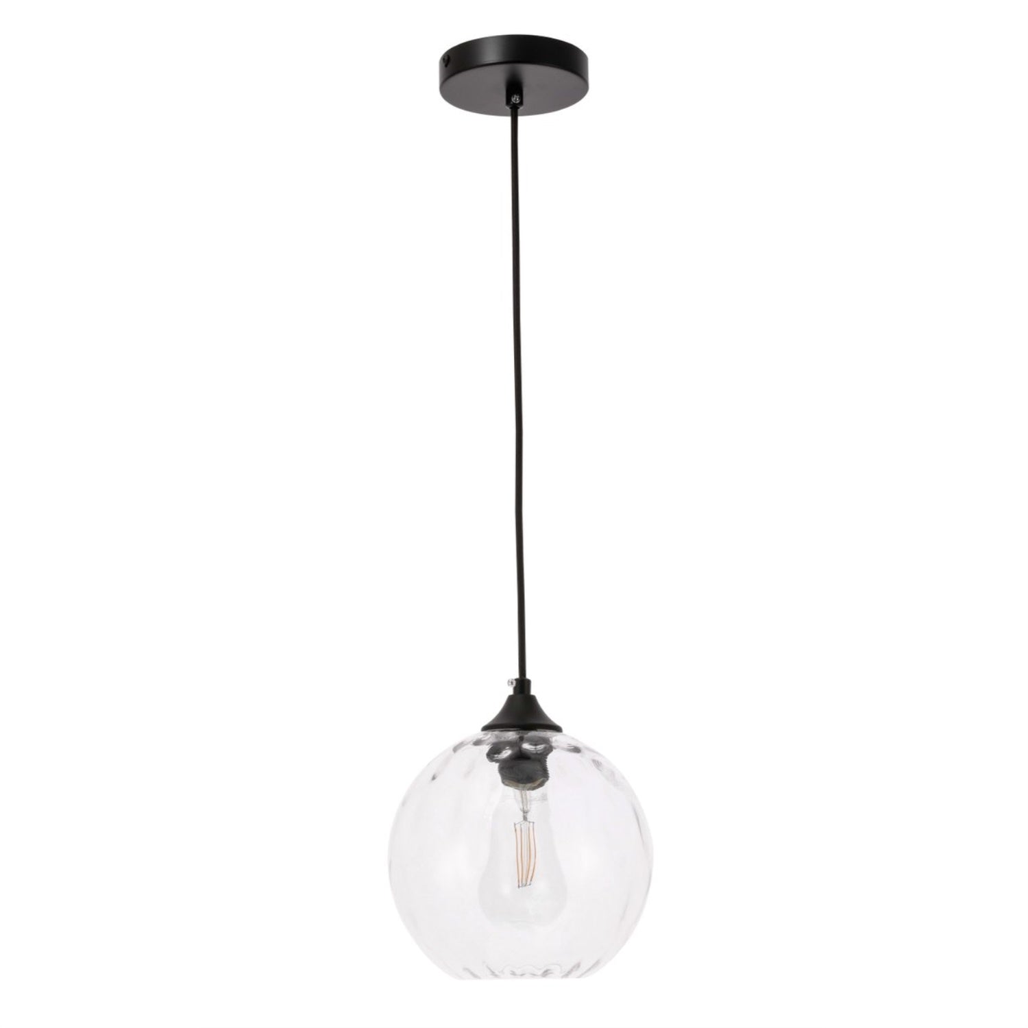 Living District Black/Clear Metal & Glass Pendant Light - 1-Light Design