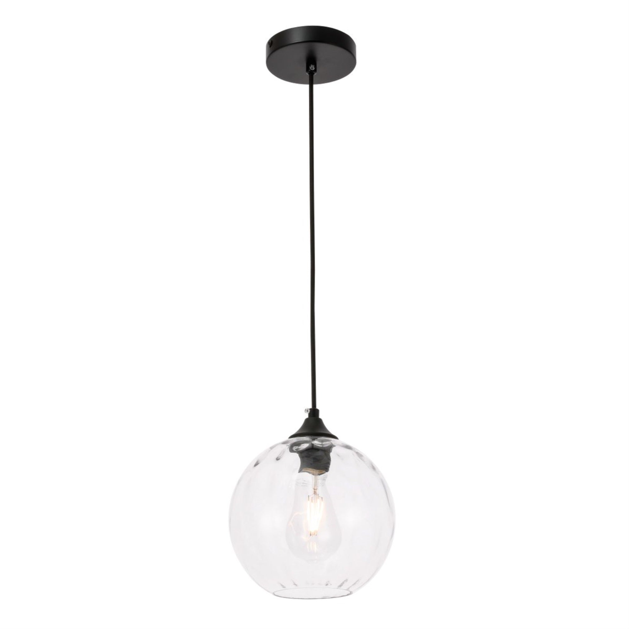 Living District Black/Clear Metal & Glass Pendant Light - 1-Light Design