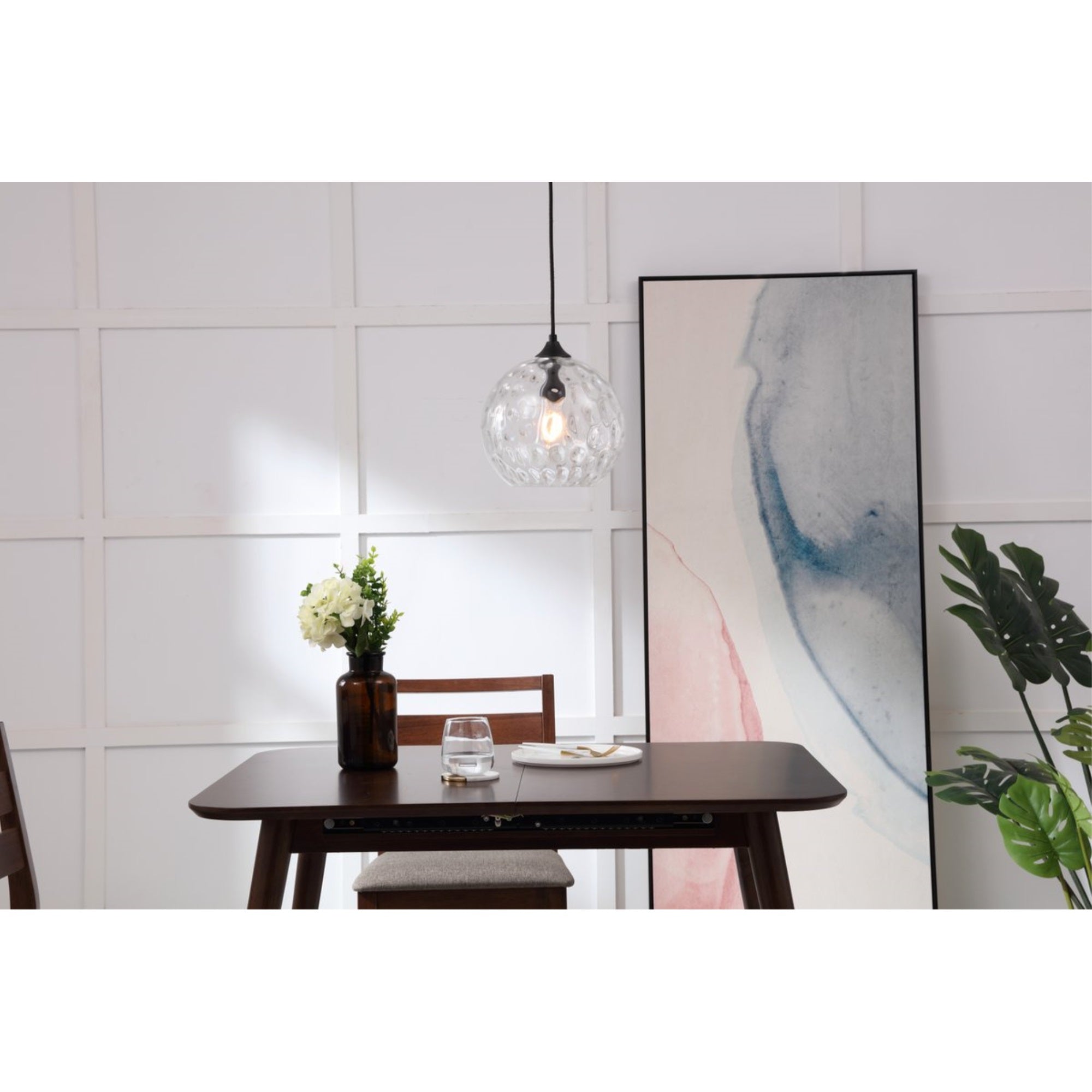 Cashel 1 Light Black And Clear Glass Pendant