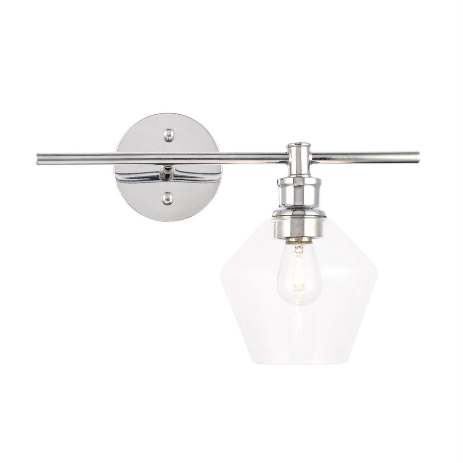 Living District Chrome Wall Sconce With Clear Glass Shade - 1 Light Right Fixture
