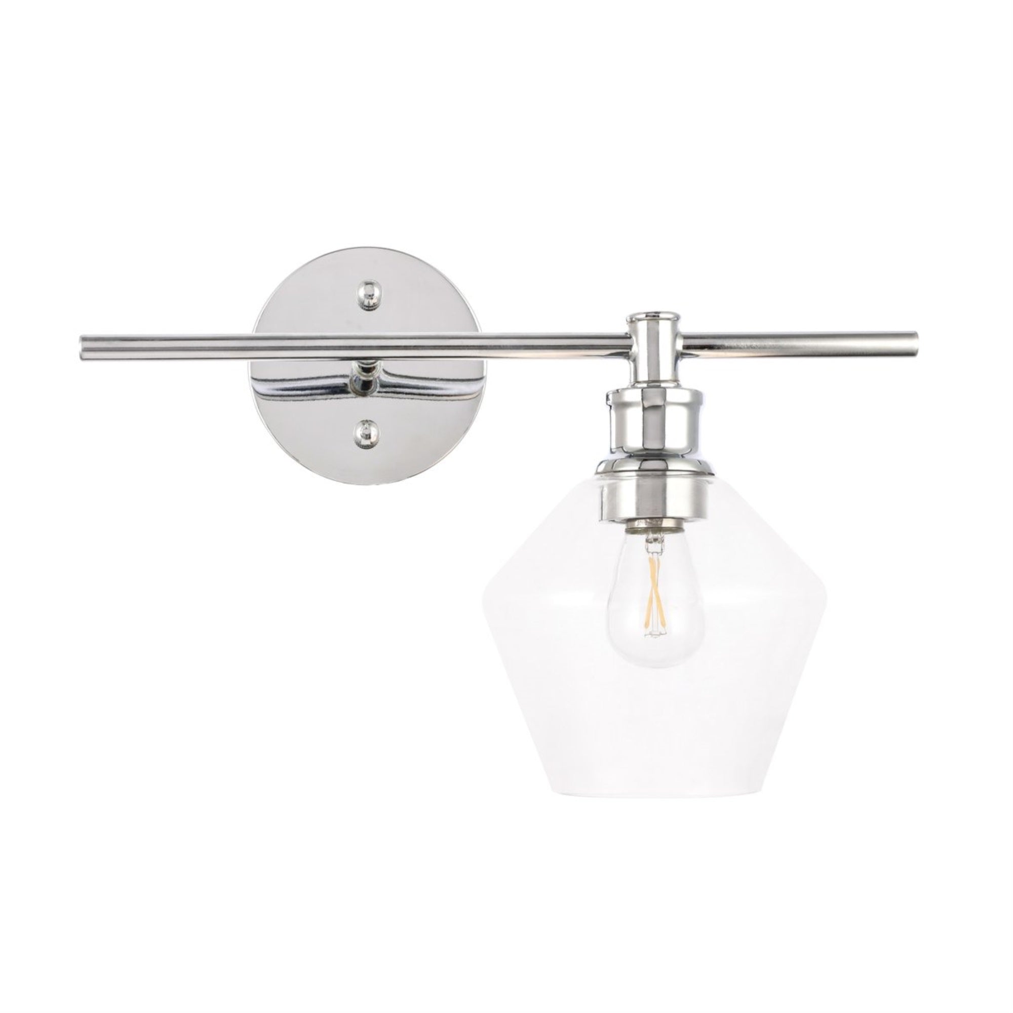 Living District Chrome Wall Sconce With Clear Glass Shade - 1 Light Right Fixture