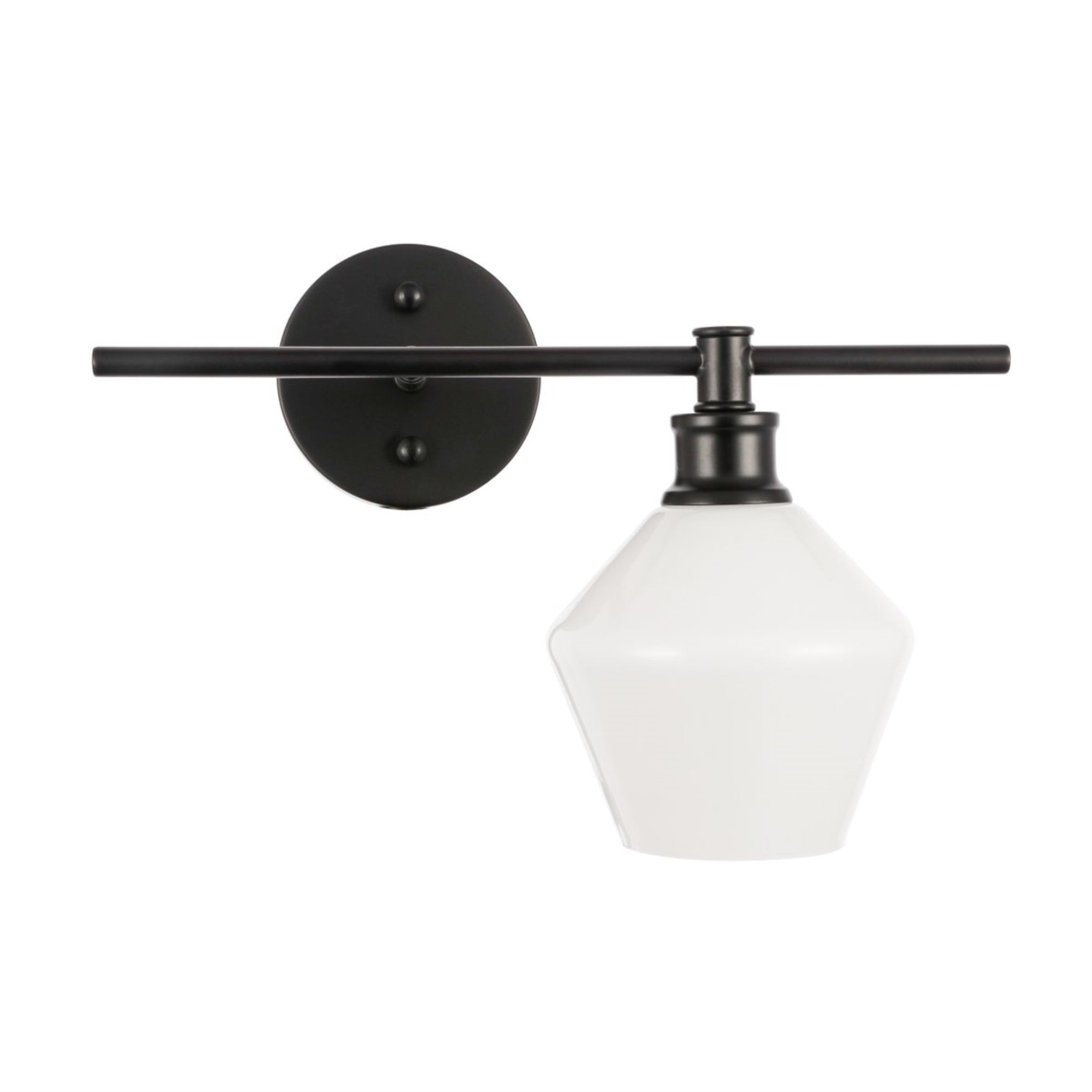 Living District Black Iron Wall Sconce With Frosted White Glass - 1 Light Decorative Fixture