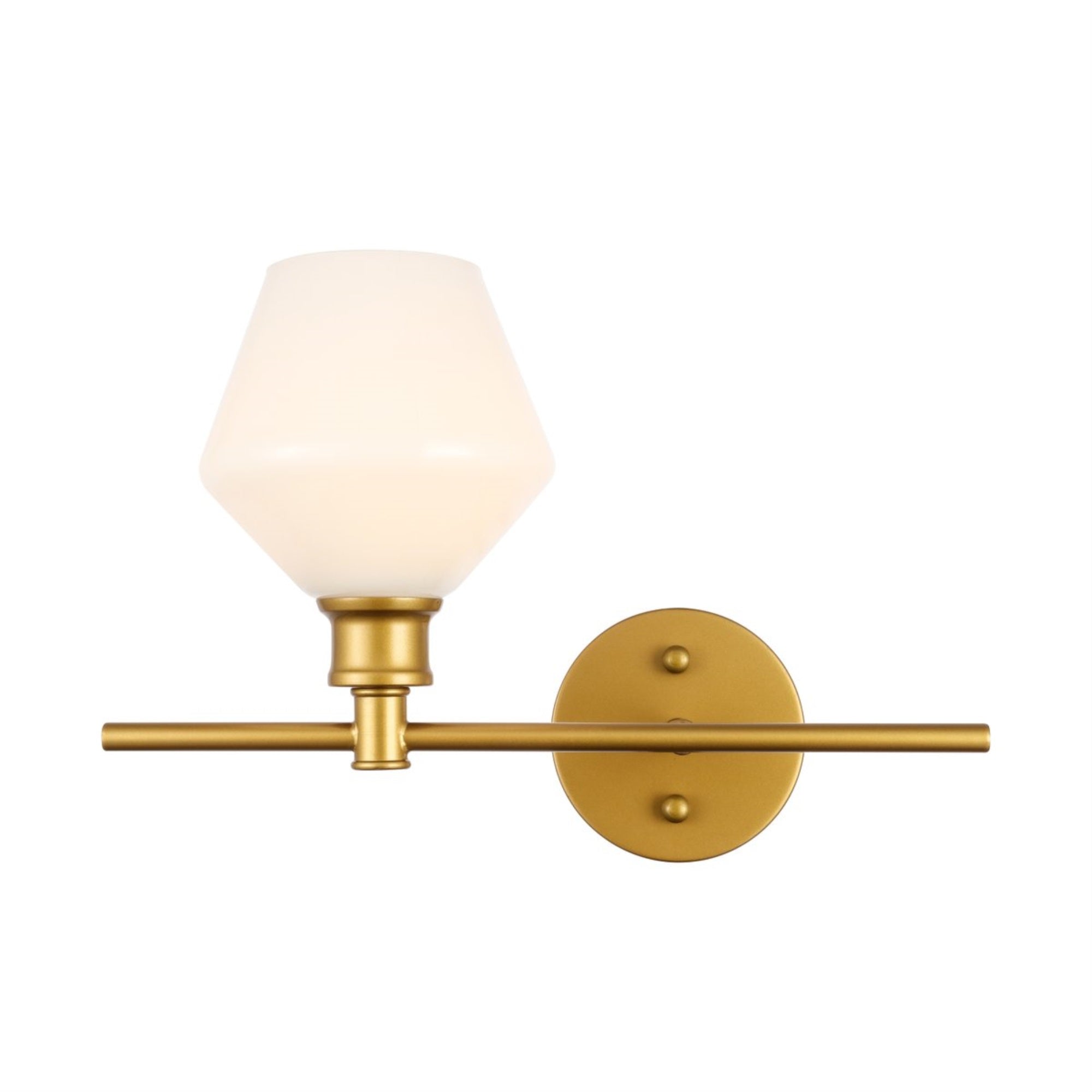 Living District Brass Wall Sconce With Frosted White Glass - 1 Light Right Fixture