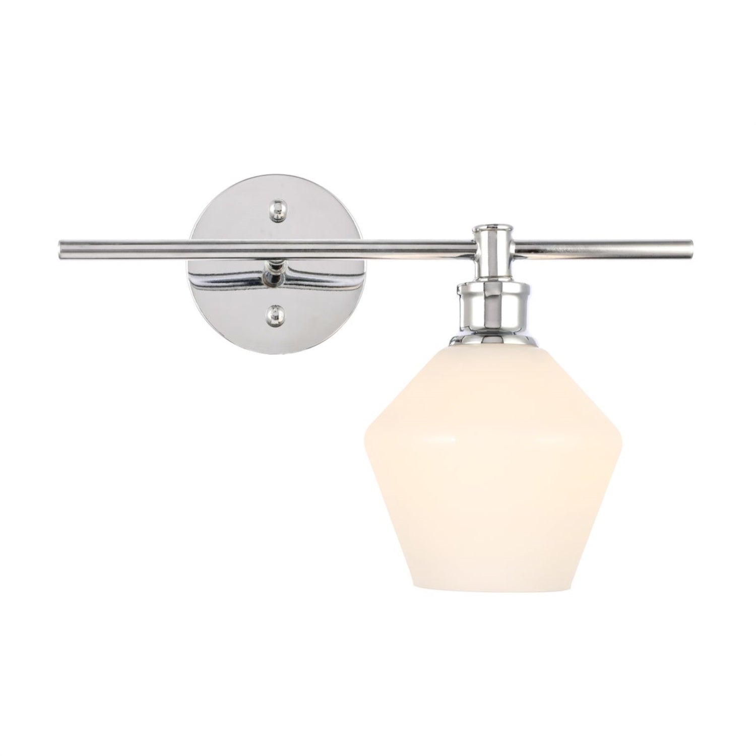 Living District Gene 1 Light Chrome And Frosted White Glass Right Wall Sconce