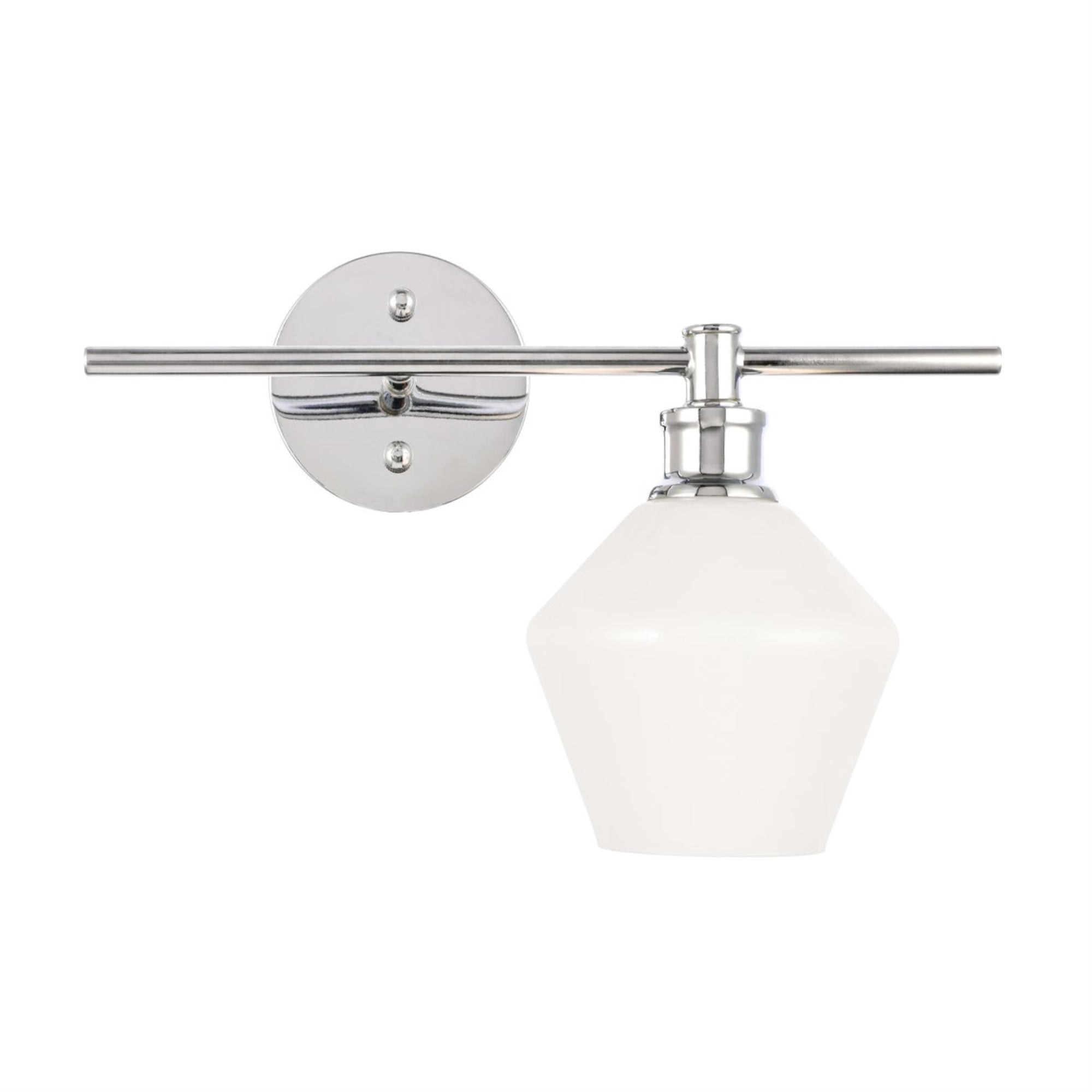 Living District Gene 1 Light Chrome And Frosted White Glass Right Wall Sconce