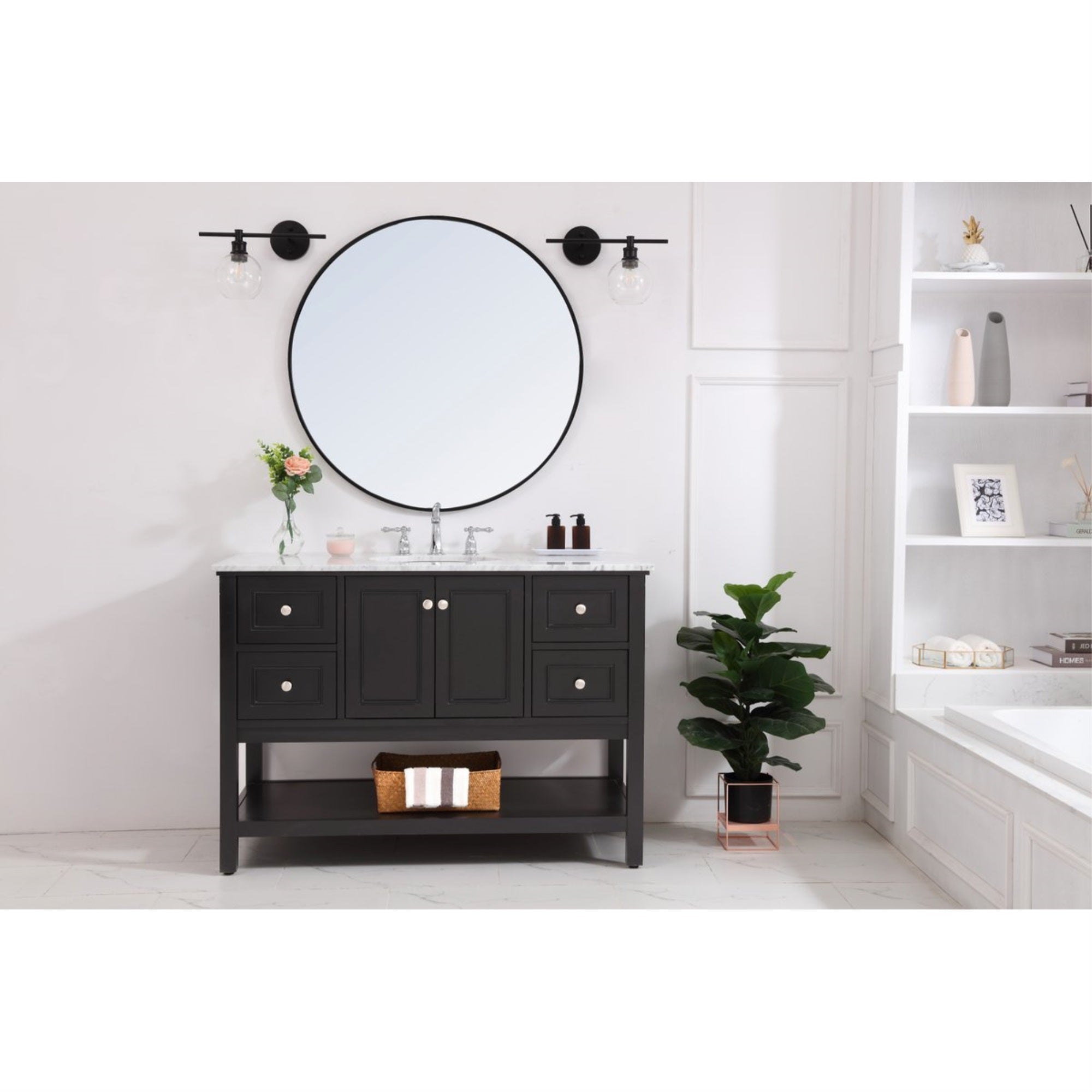 Living District Black And Clear Glass Wall Sconce - 1 Light Right Fixture