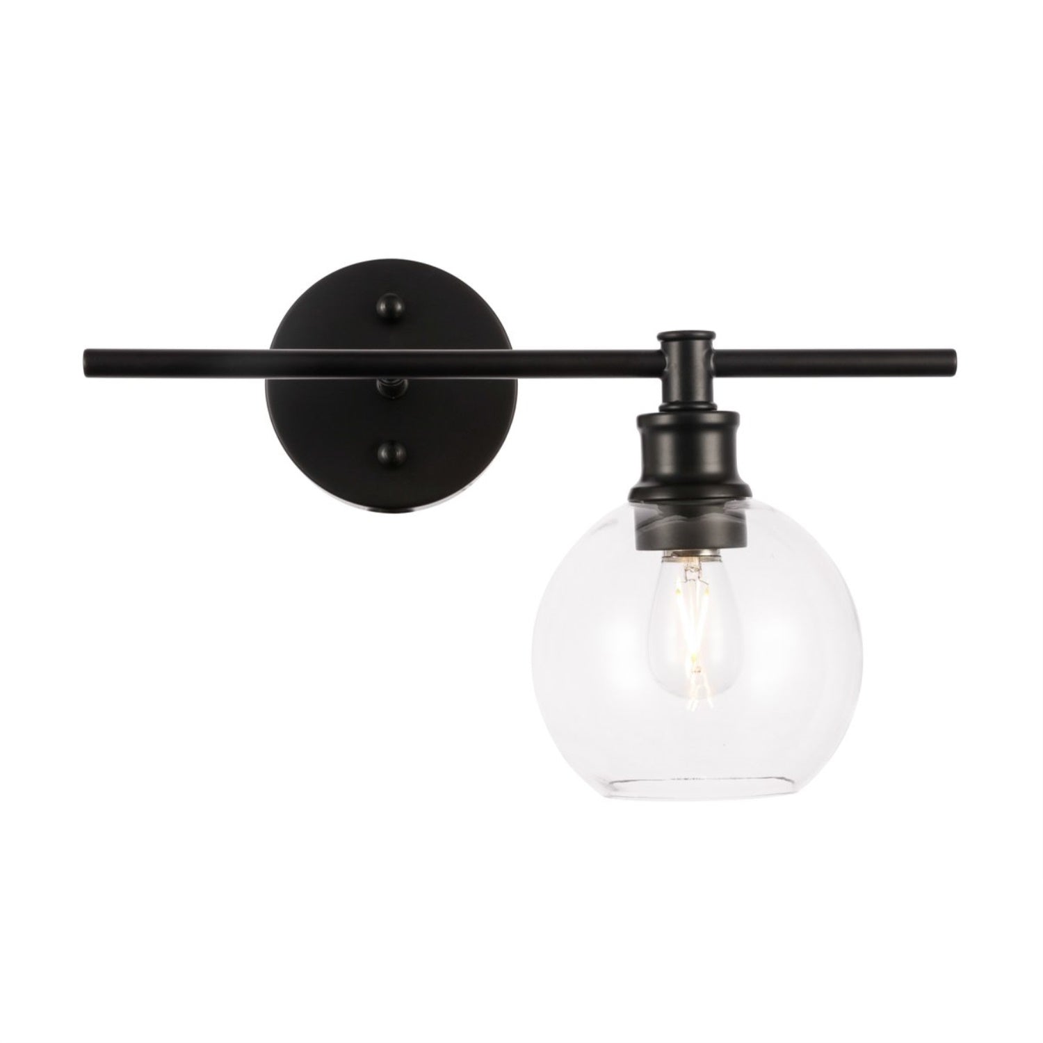 Living District Black And Clear Glass Wall Sconce - 1 Light Right Fixture
