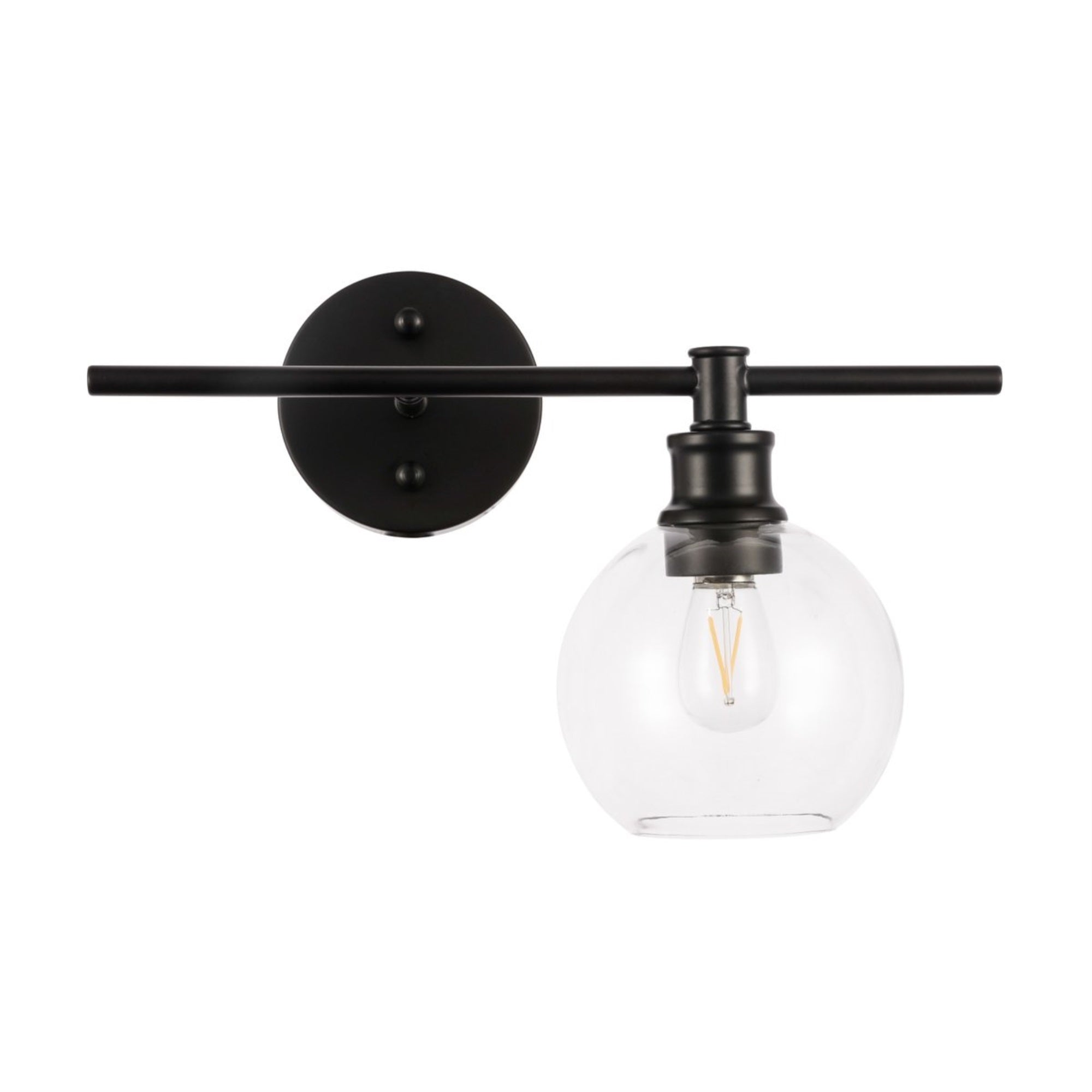 Living District Black And Clear Glass Wall Sconce - 1 Light Right Fixture