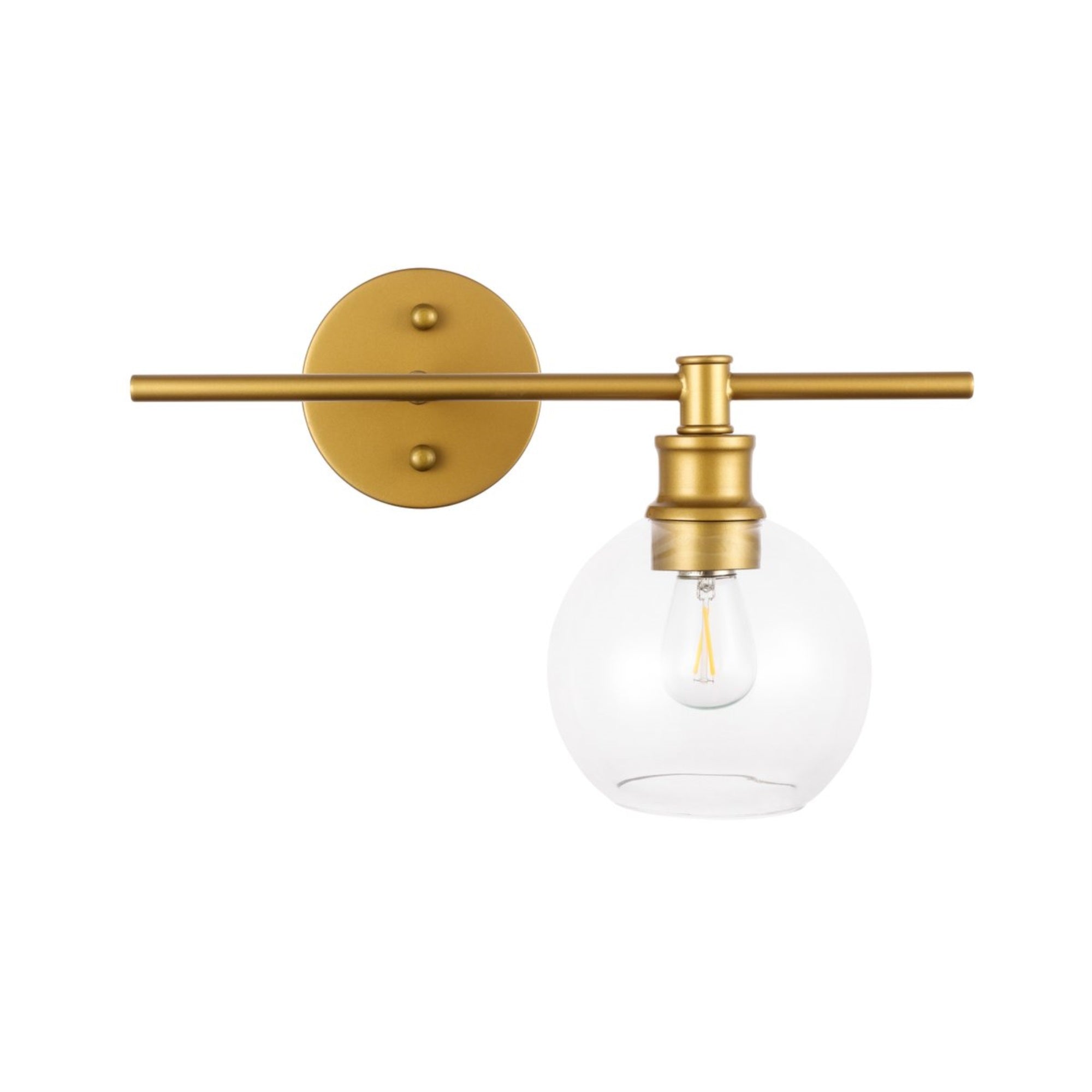 Living District Brass Wall Sconce With Clear Glass Shade – 1 Light Right Fixture