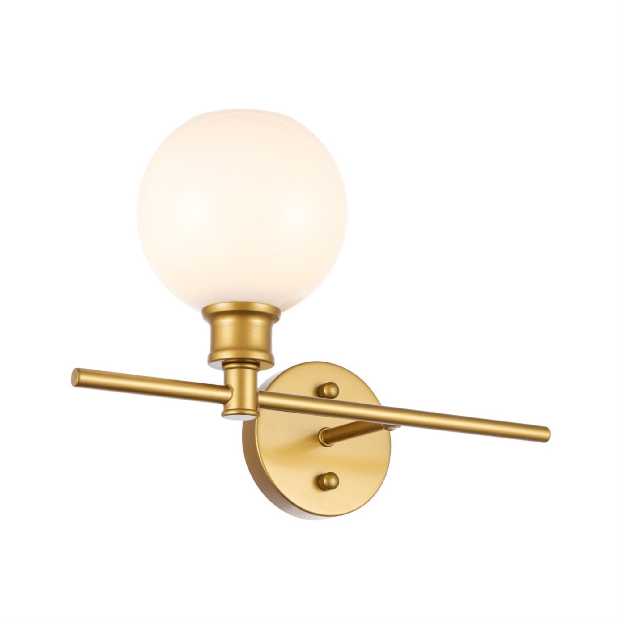 Living District Brass Wall Sconce With Frosted White Glass Shade - 1 Light Fixture