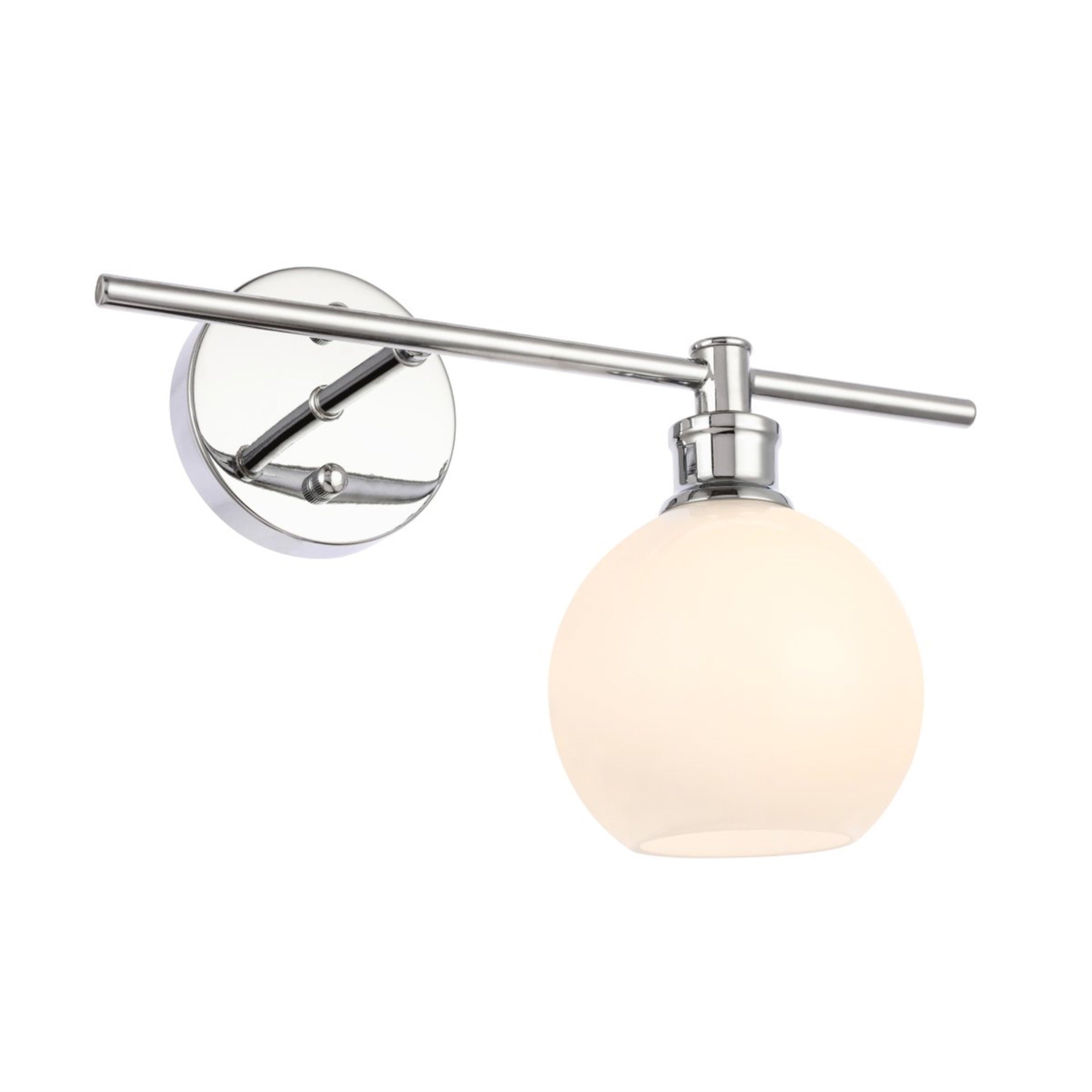 Living District Chrome Wall Sconce With Frosted White Glass, 1 Light Fixture