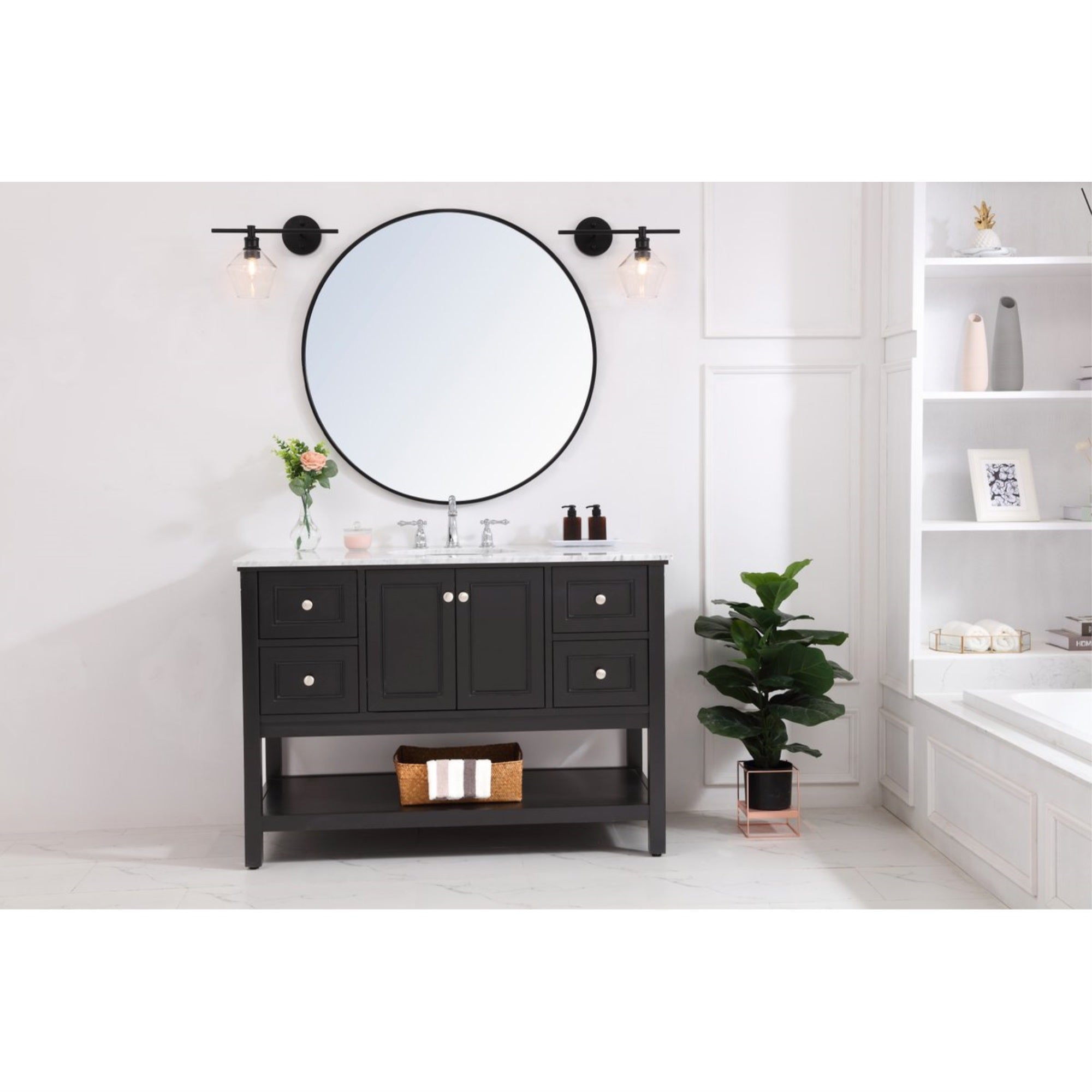 Living District Black Iron Wall Sconce With Clear Glass Shade, 1 Light