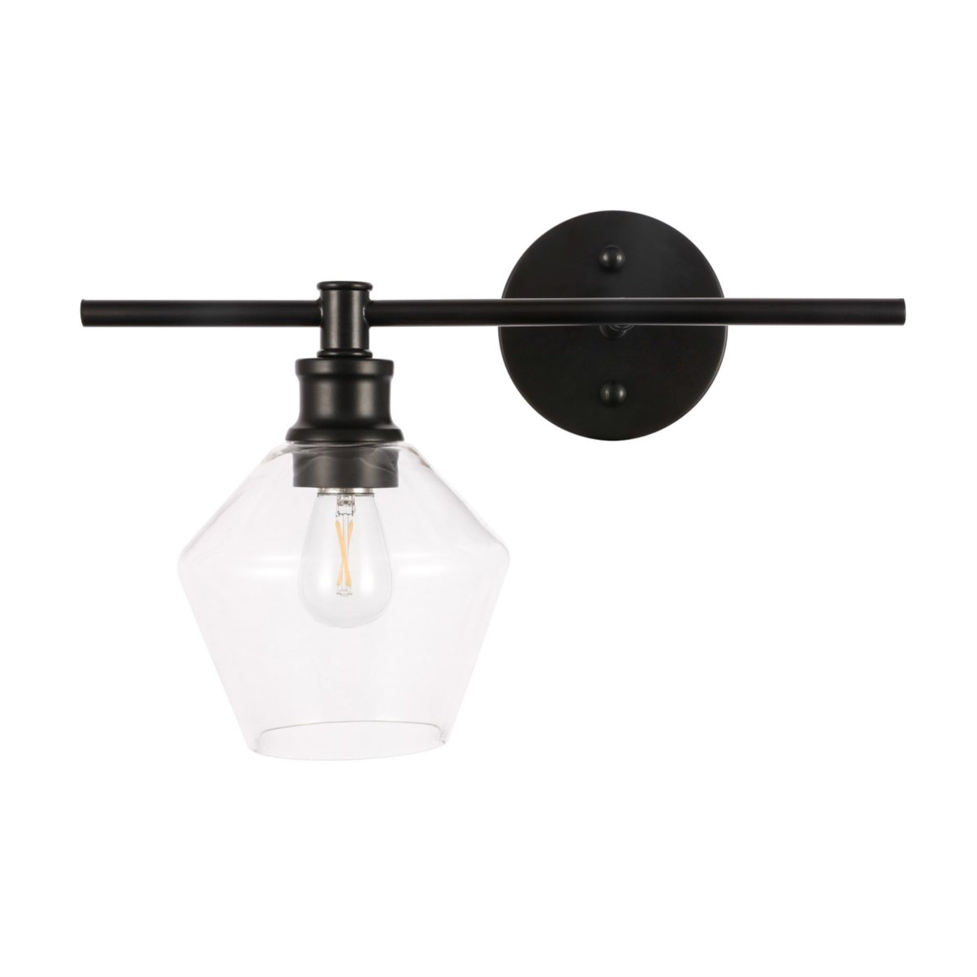 Living District Black Iron Wall Sconce With Clear Glass Shade, 1 Light