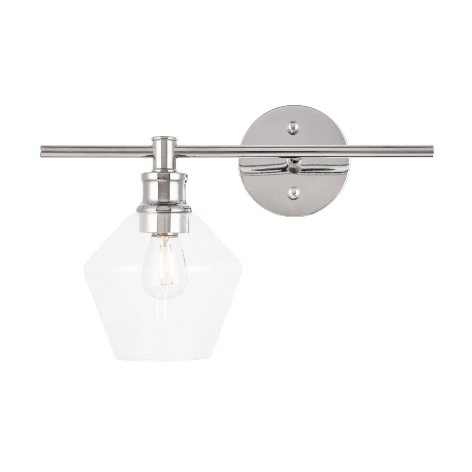 Living District Chrome Wall Sconce With Clear Glass Shade - 1 Light Modern Lighting Fixture