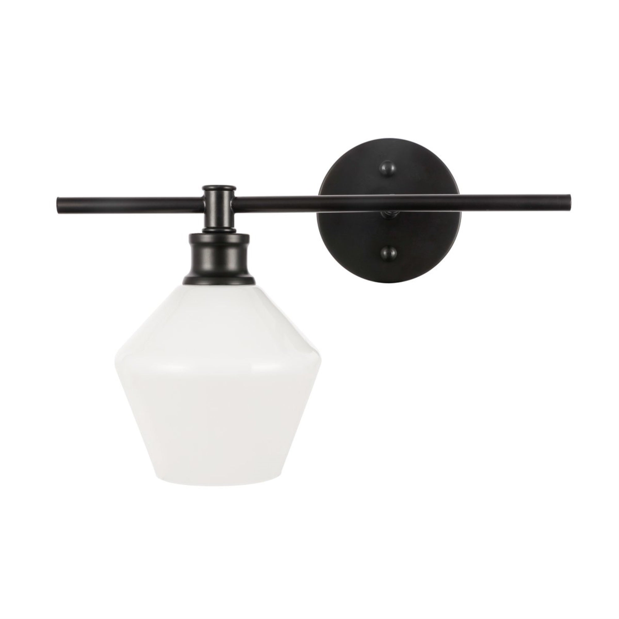 Living District Black Iron Wall Sconce With Frosted White Glass - 1 Light Fixture