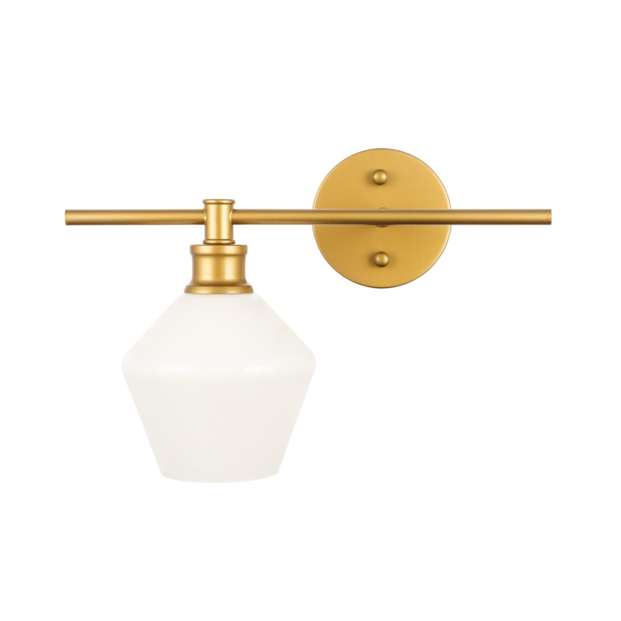 Living District Brass Wall Sconce With Frosted White Glass - 1 Light Fixture