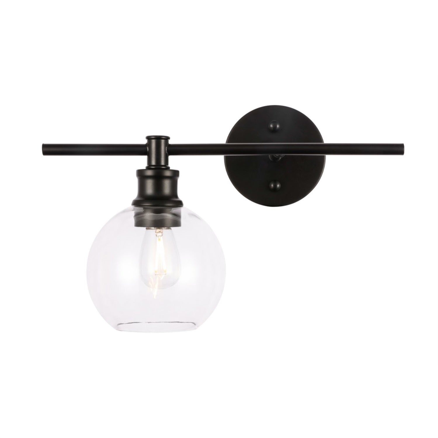 Collier 1 light Black and Clear glass left Wall sconce