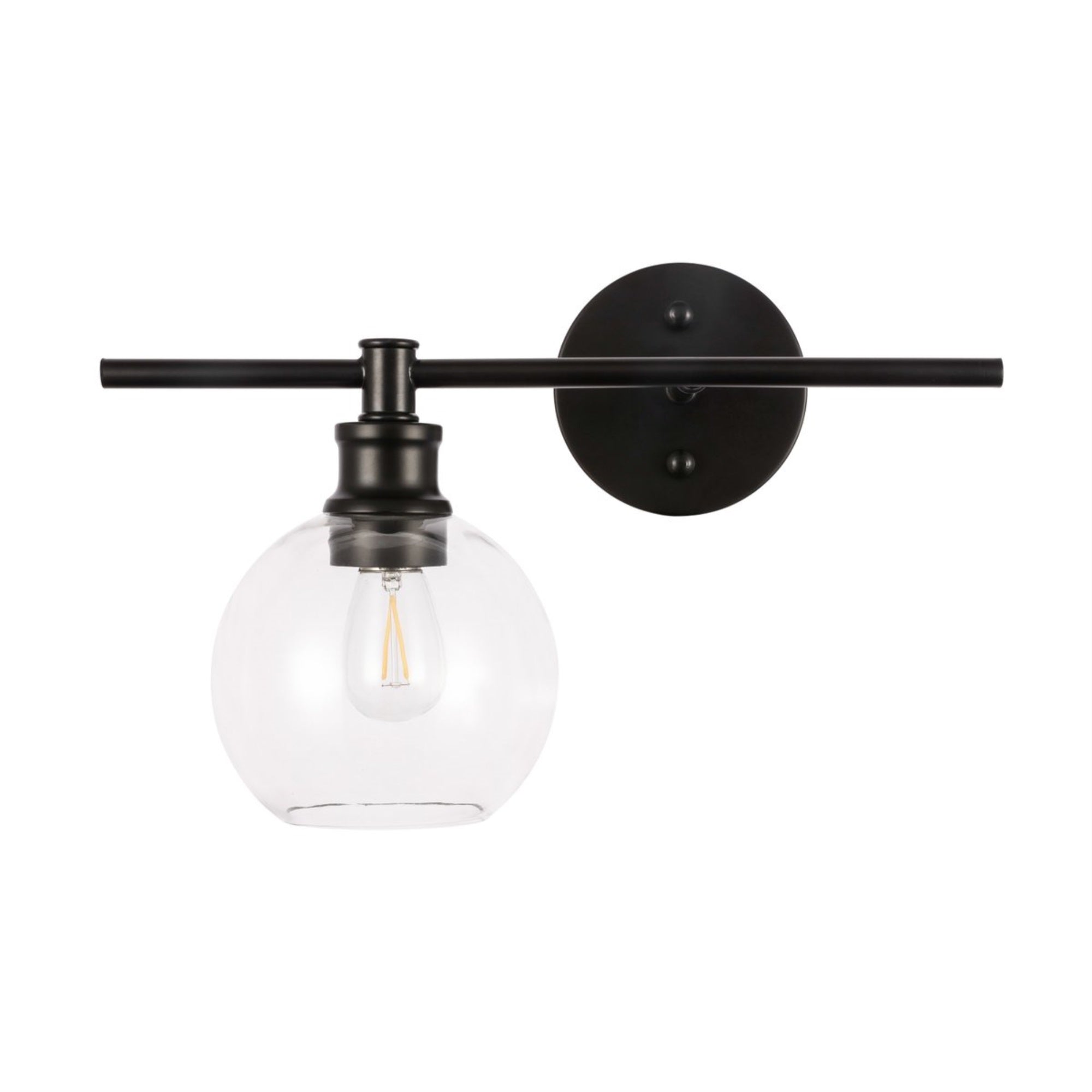 Collier 1 light Black and Clear glass left Wall sconce