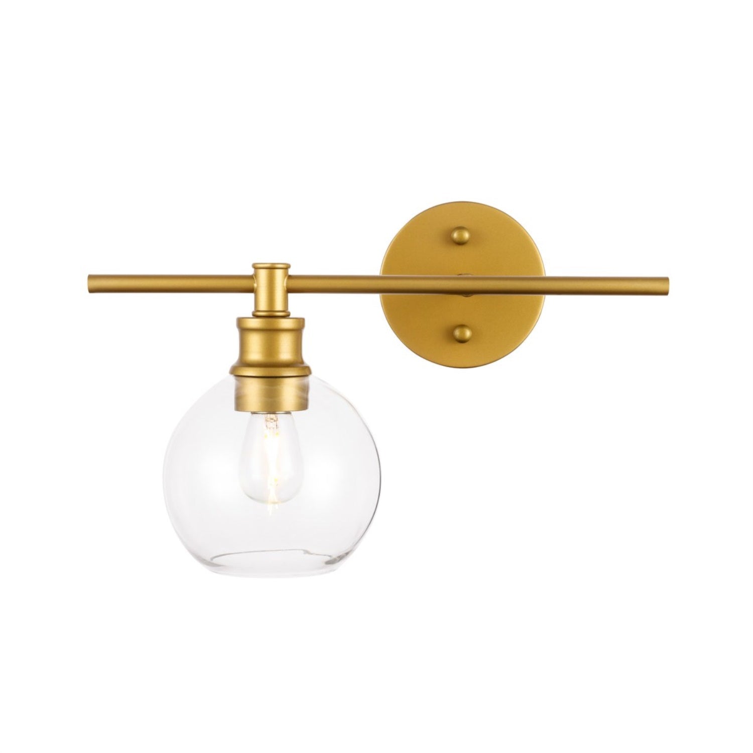 Living District Brass Wall Sconce With Clear Glass Shade - 1 Light, Modern Design