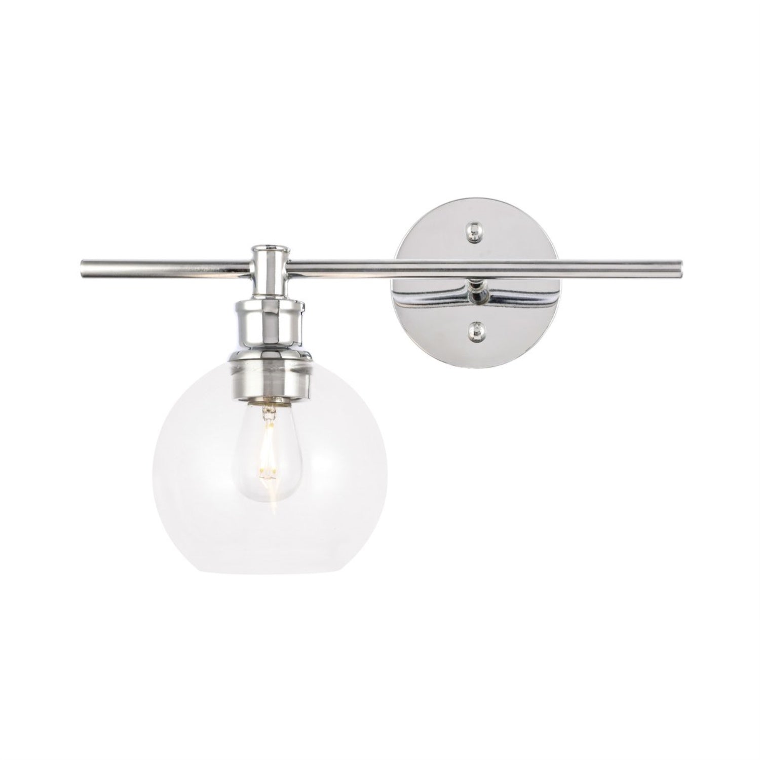 Living District Chrome Wall Sconce With Clear Glass Shade - 1 Light Fixture
