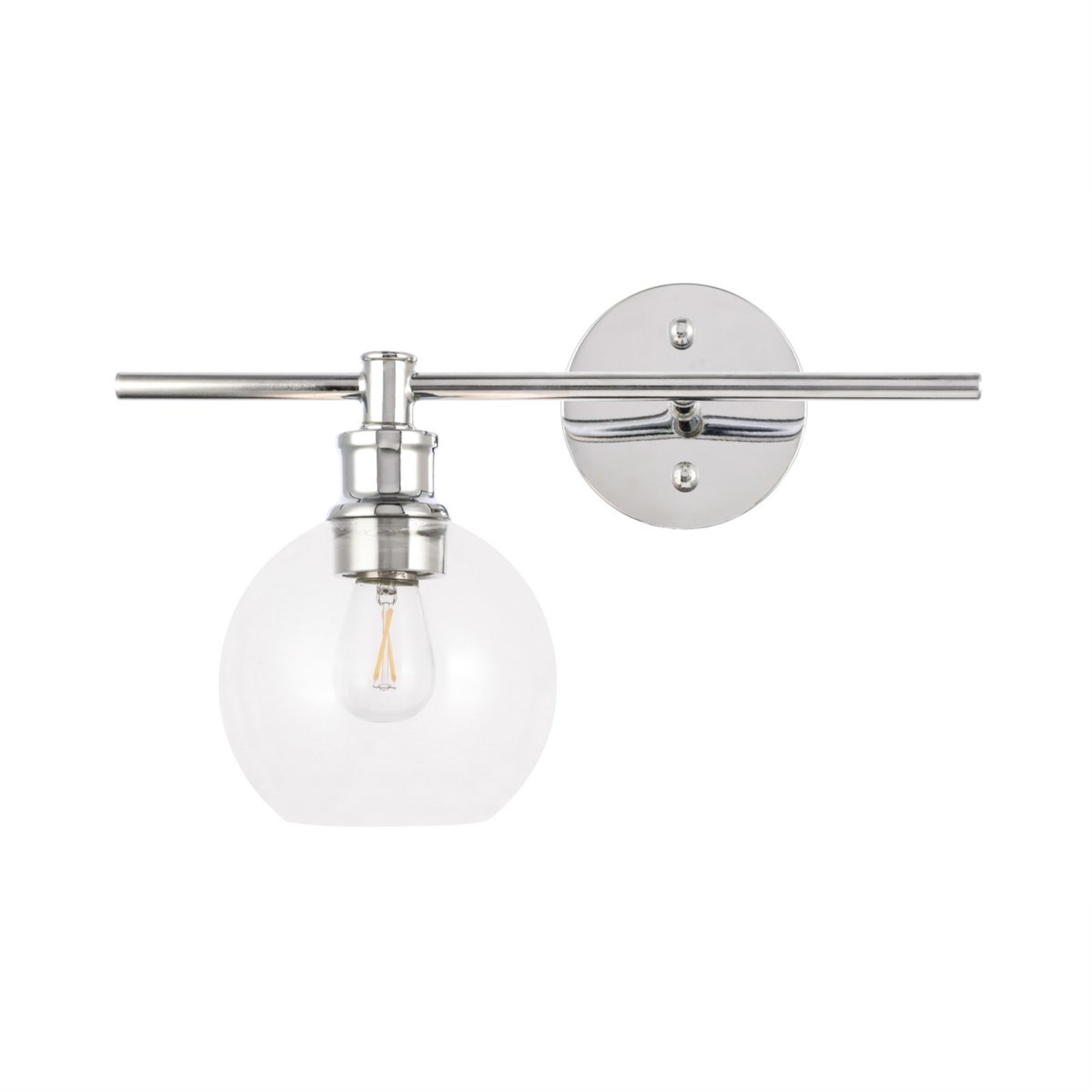 Living District Chrome Wall Sconce With Clear Glass Shade - 1 Light Fixture