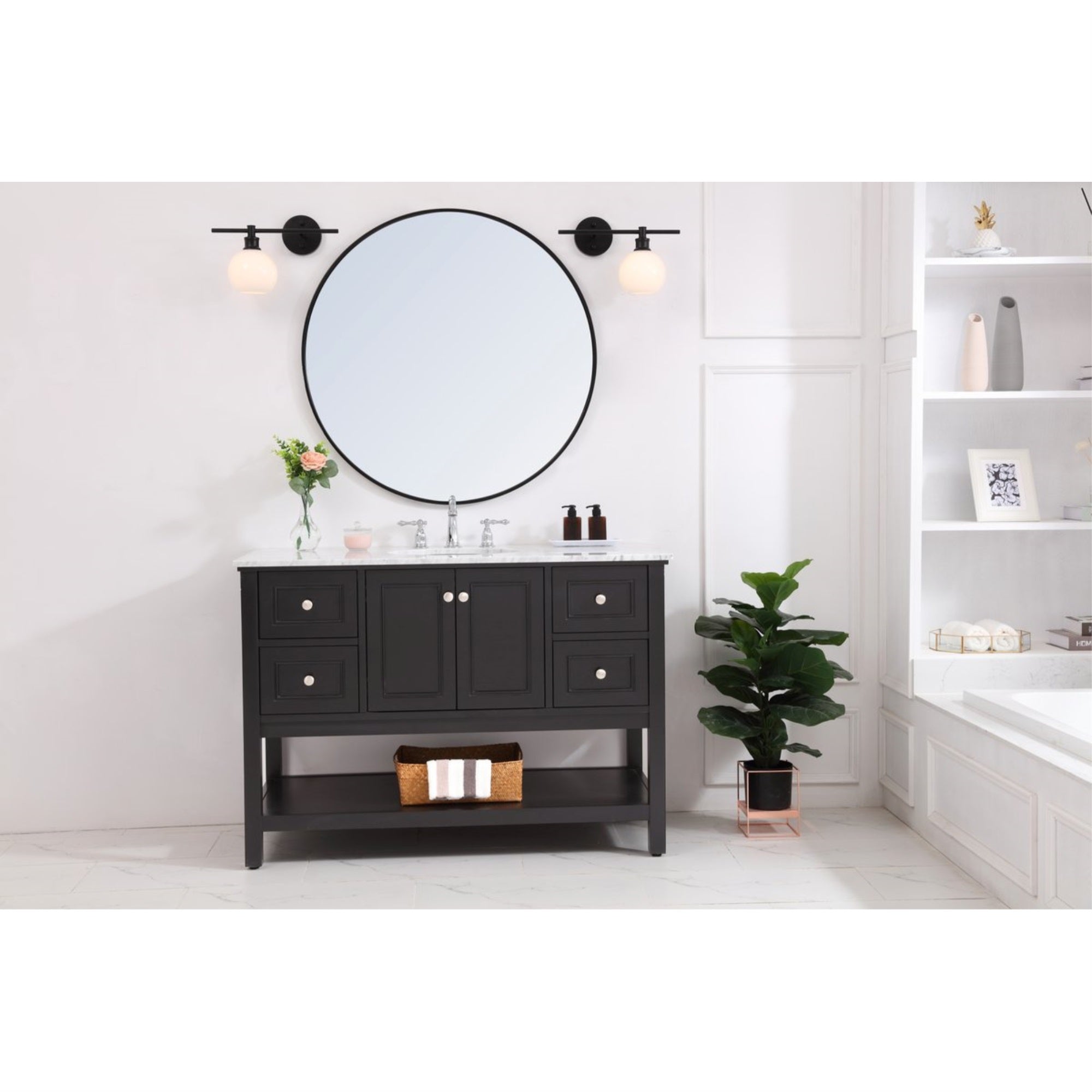 Living District Black Wall Sconce With Frosted White Glass - 1 Light Fixture
