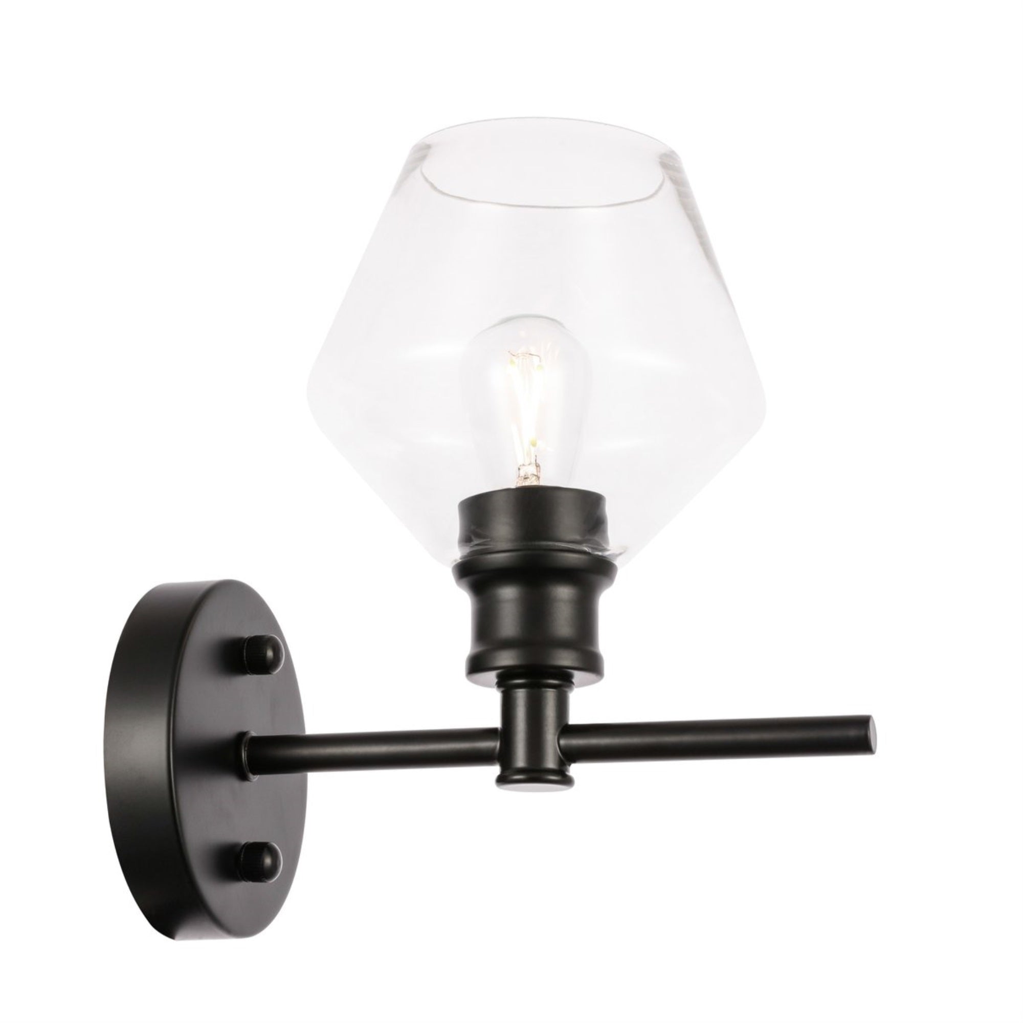 Living District Gene 1 Light Black And Clear Glass Wall Sconce