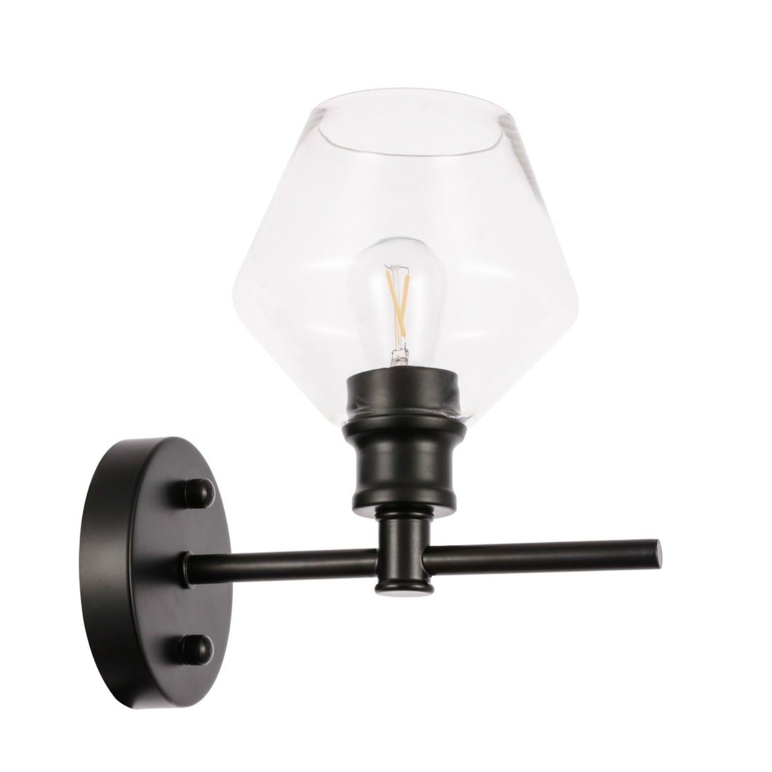 Living District Gene 1 Light Black And Clear Glass Wall Sconce