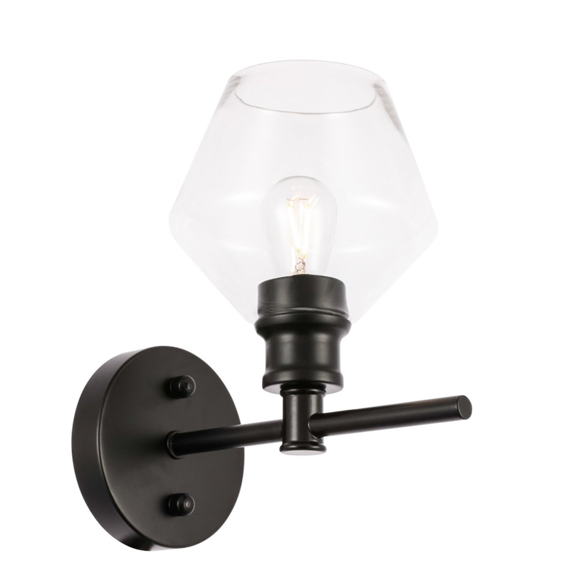 Living District Gene 1 Light Black And Clear Glass Wall Sconce