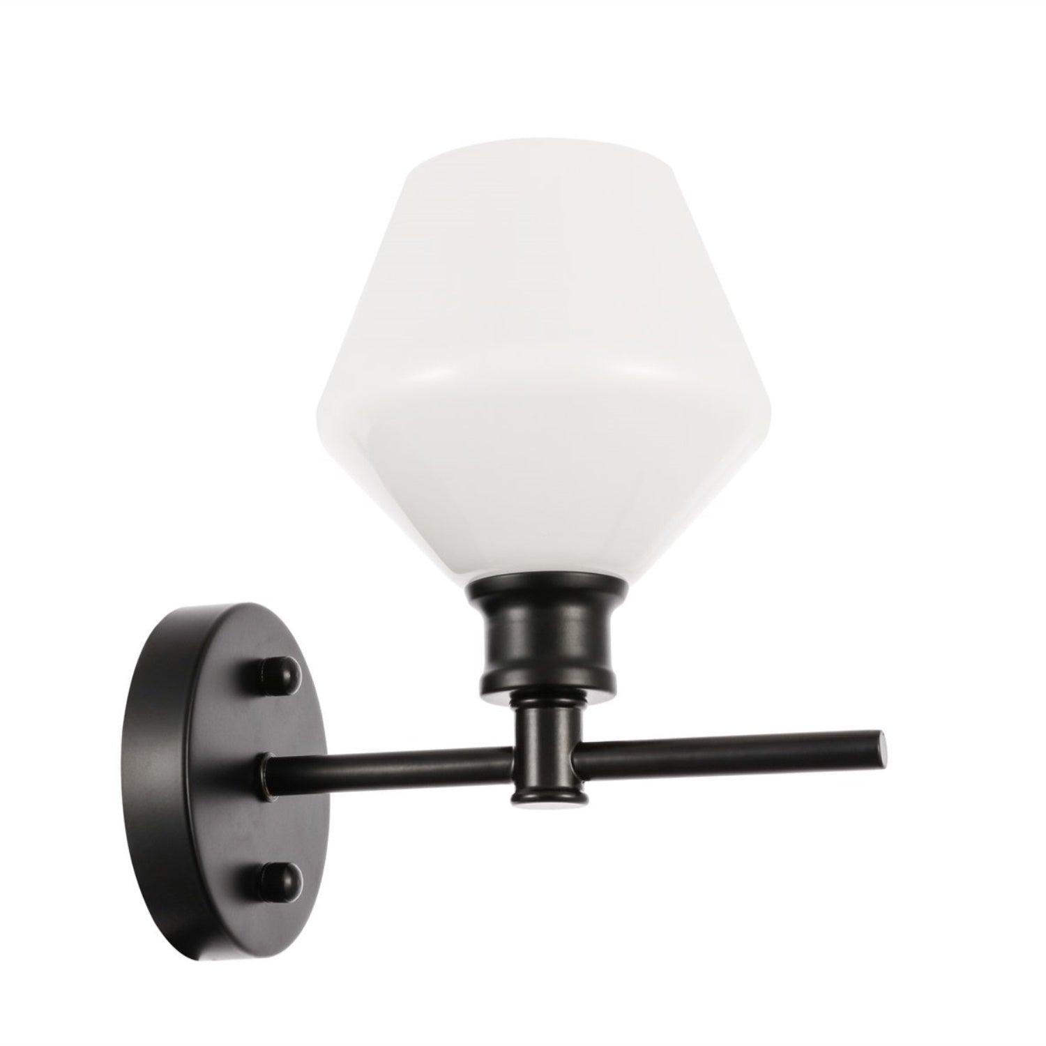 Living District Gene 1 Light Black And Frosted White Glass Wall Sconce