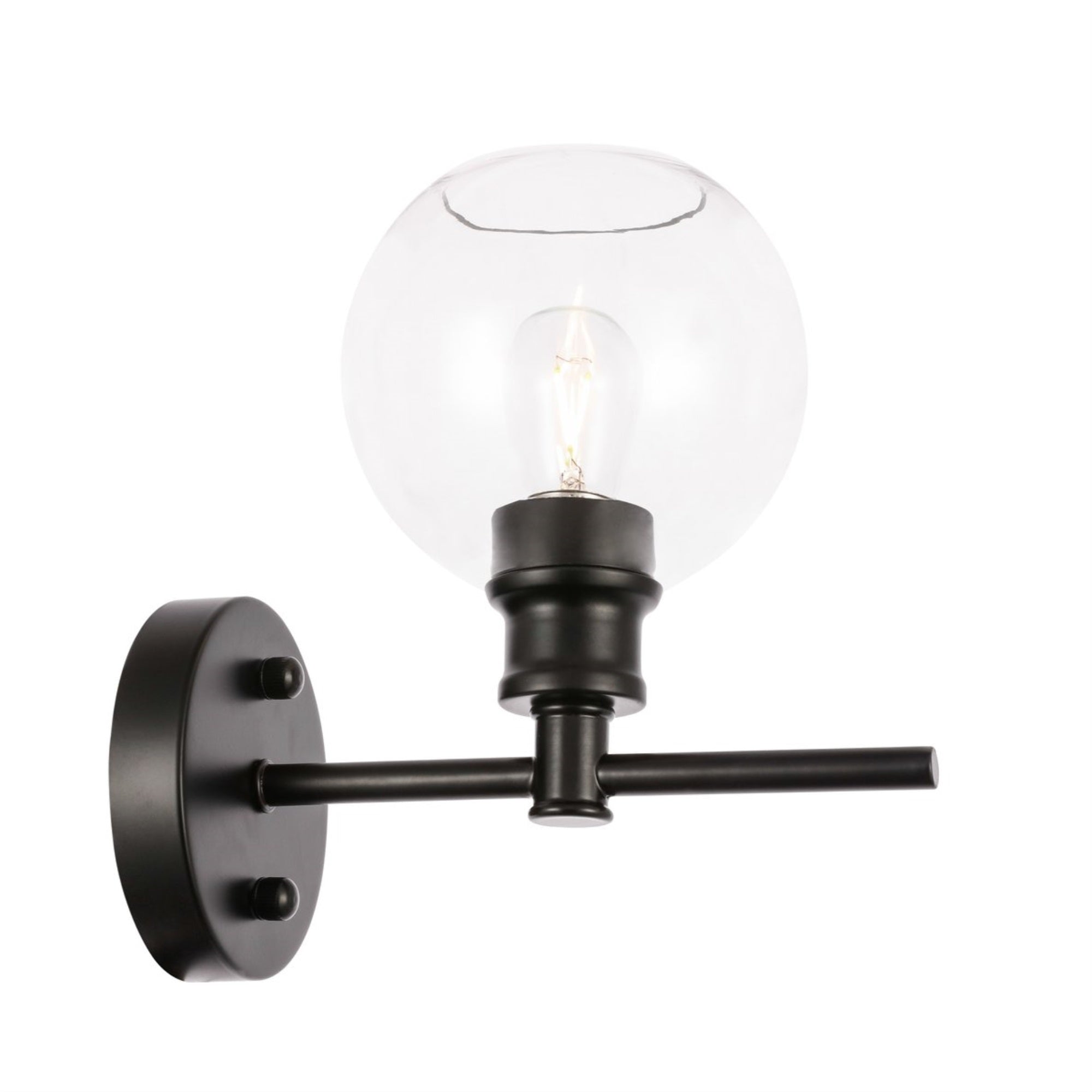 Living District Black Glass Wall Sconce, 1 Light, Modern Clear Glass Accent Fixture