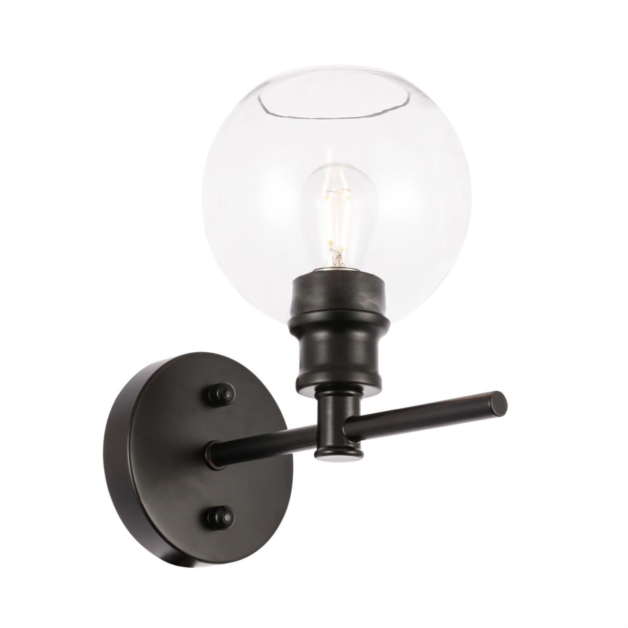 Living District Black Glass Wall Sconce, 1 Light, Modern Clear Glass Accent Fixture