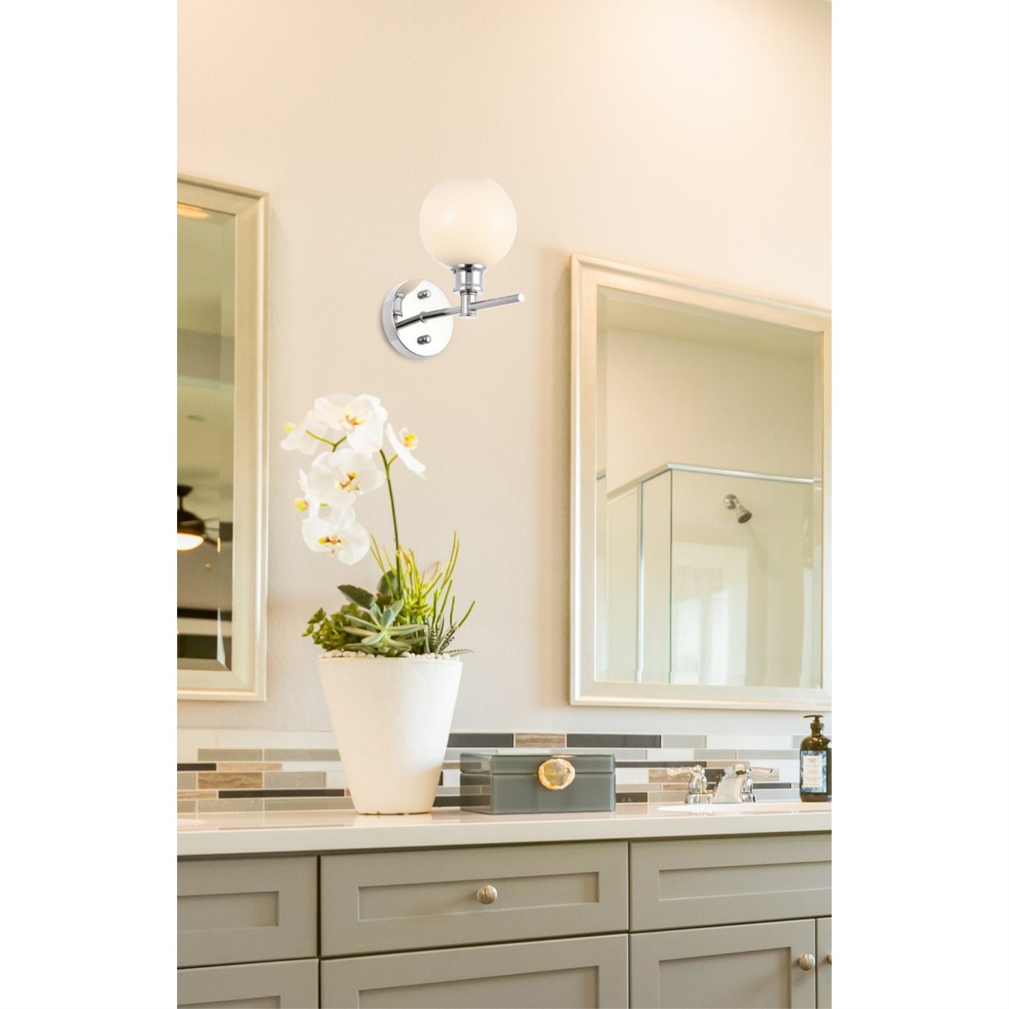 Collier 1 light Chrome and Frosted white glass Wall sconce