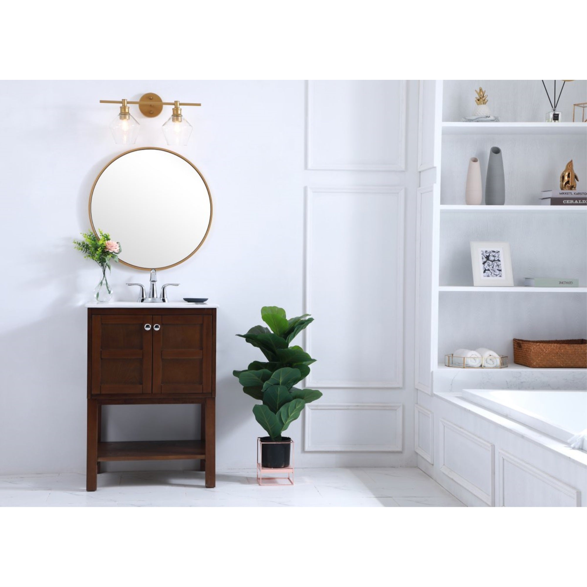 Gene 2 light Brass and Clear glass Wall sconce