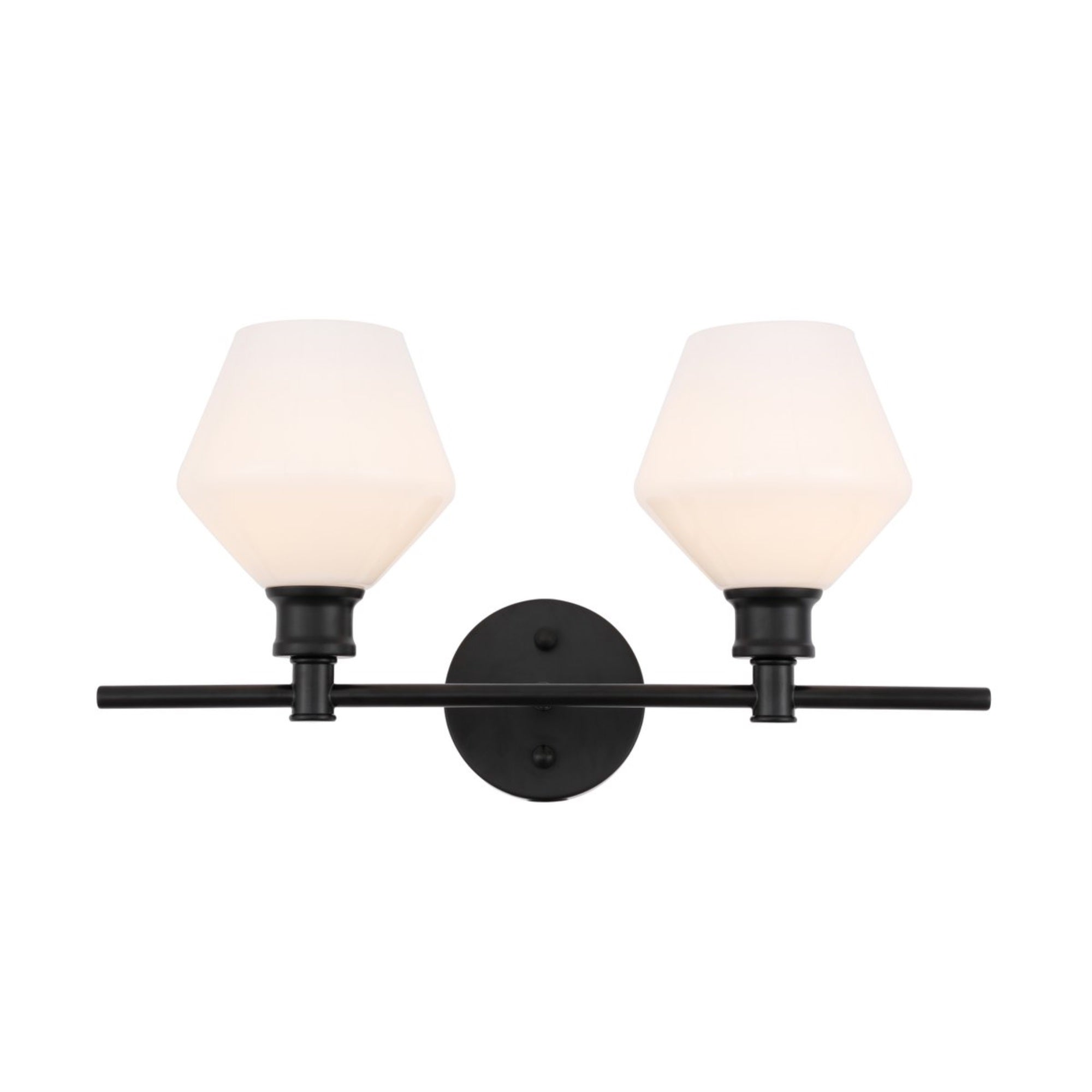Living District Wall Sconce - 2 Light Mid-Century Modern, Iron, Black & Frosted White Glass, Model LD2313BK