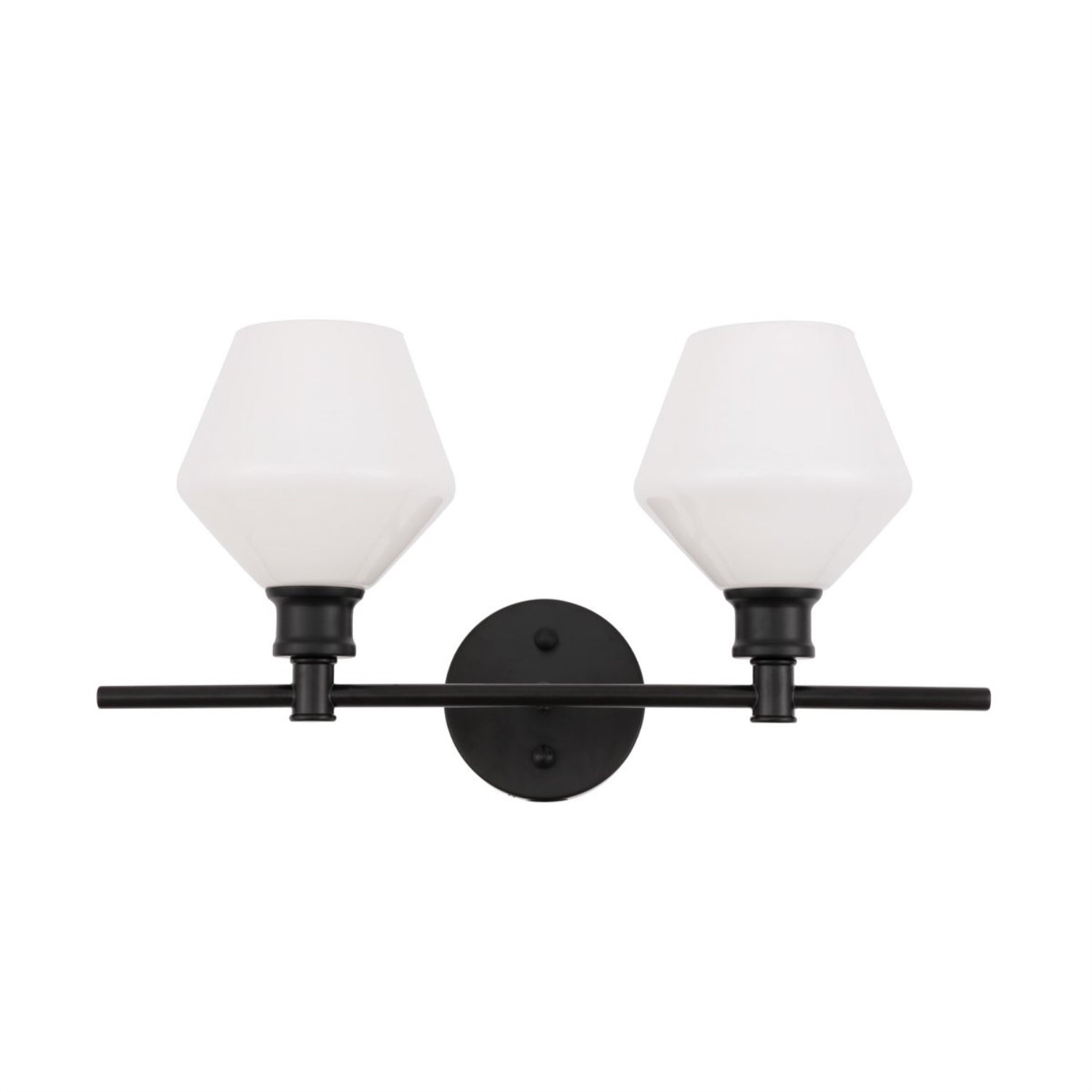 Living District Wall Sconce - 2 Light Mid-Century Modern, Iron, Black & Frosted White Glass, Model LD2313BK