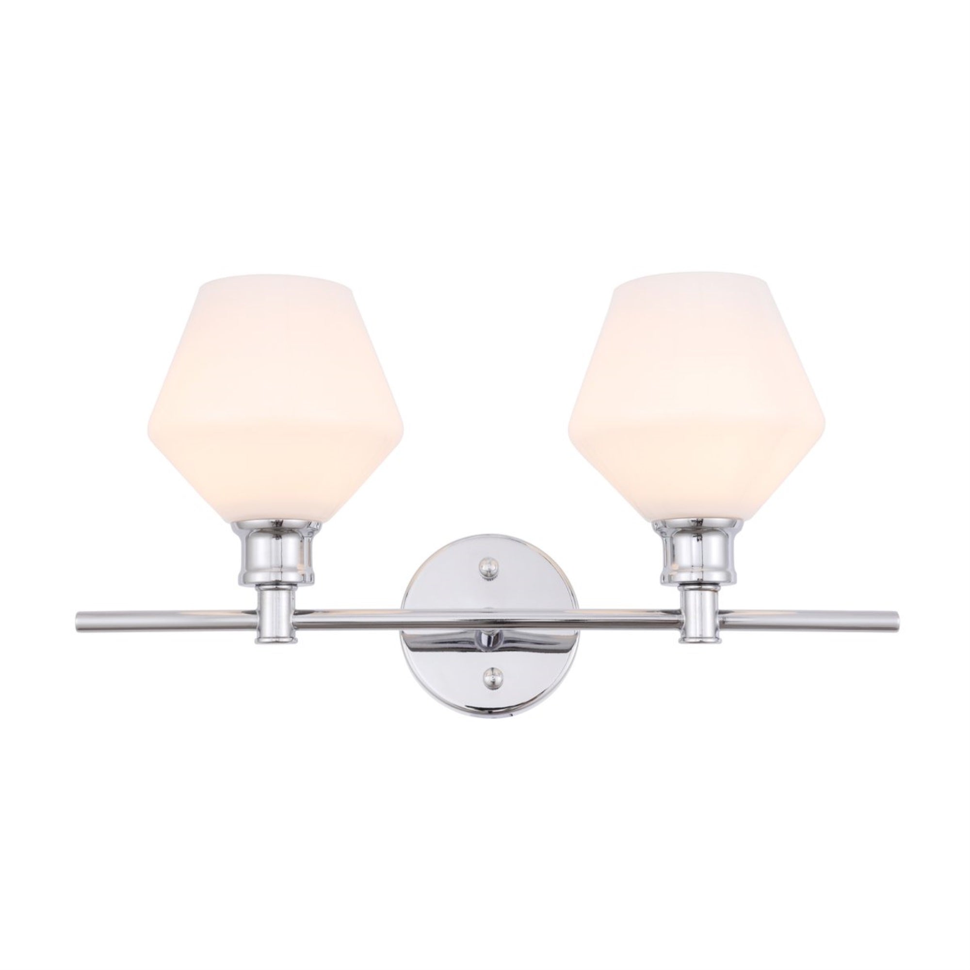 Living District 2 Light Wall Sconce in Chrome & Frosted White Glass, Model LD2313C, Industrial Mid-Century Modern Design