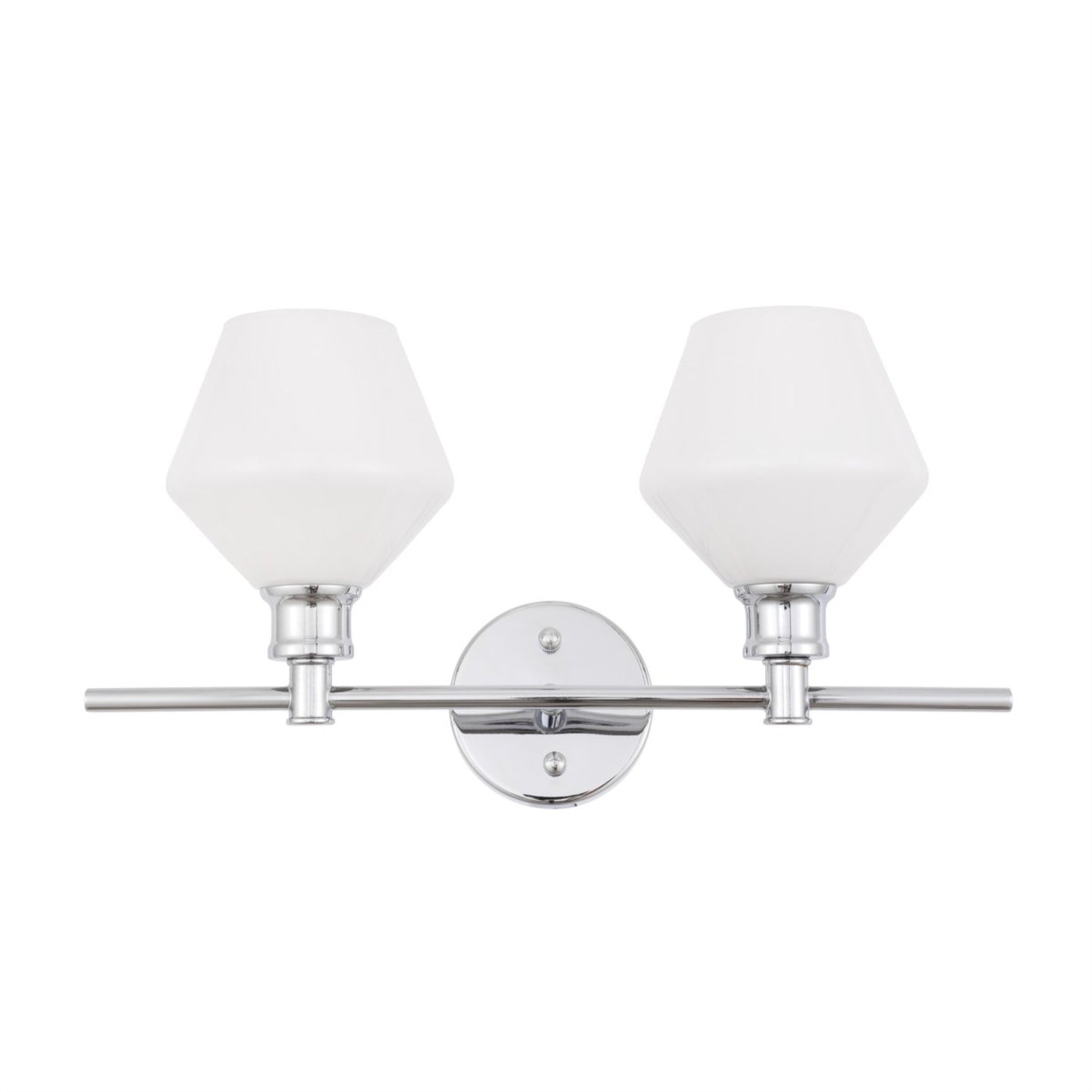 Living District 2 Light Wall Sconce in Chrome & Frosted White Glass, Model LD2313C, Industrial Mid-Century Modern Design